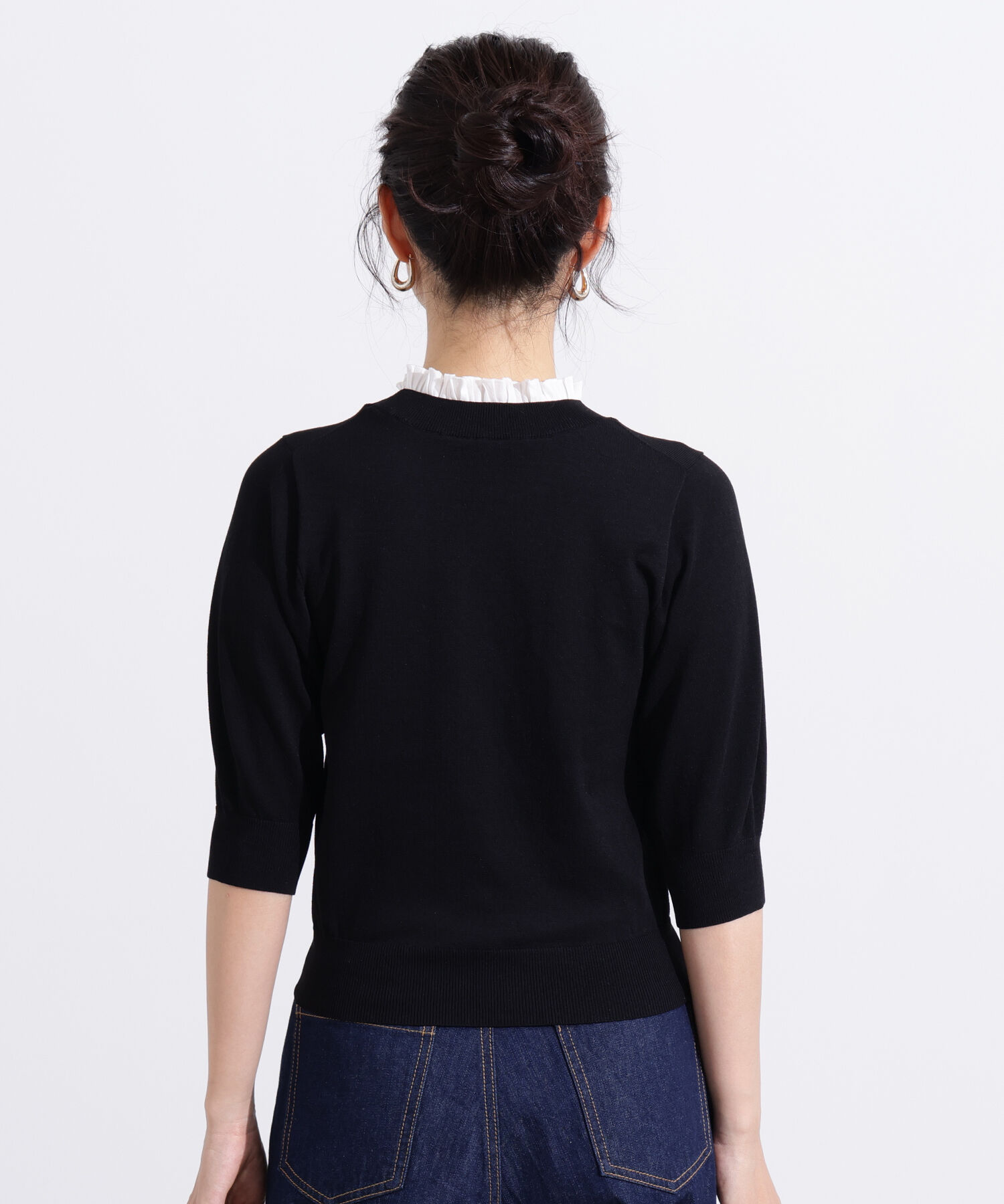  「フリルネックフォルムスリーブニット」|ニット・セーター|