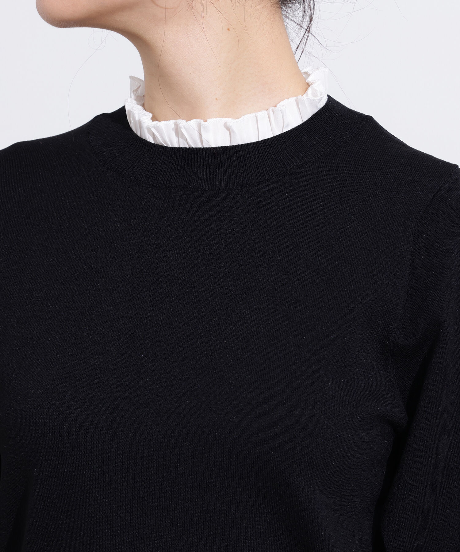 「フリルネックフォルムスリーブニット」|ニット・セーター|