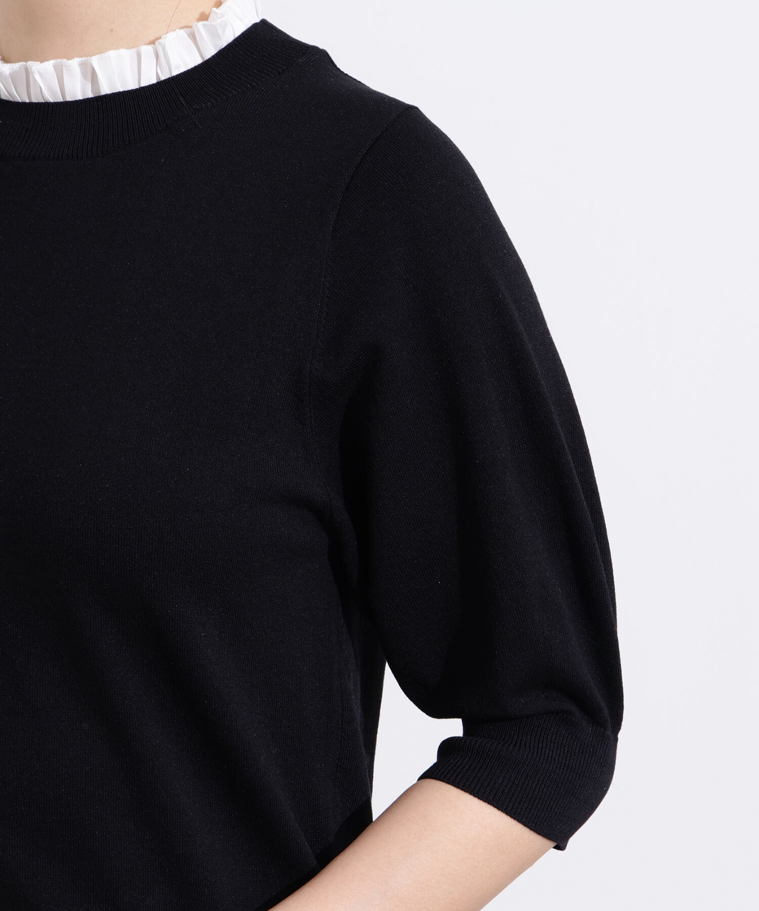  「フリルネックフォルムスリーブニット」|ニット・セーター|