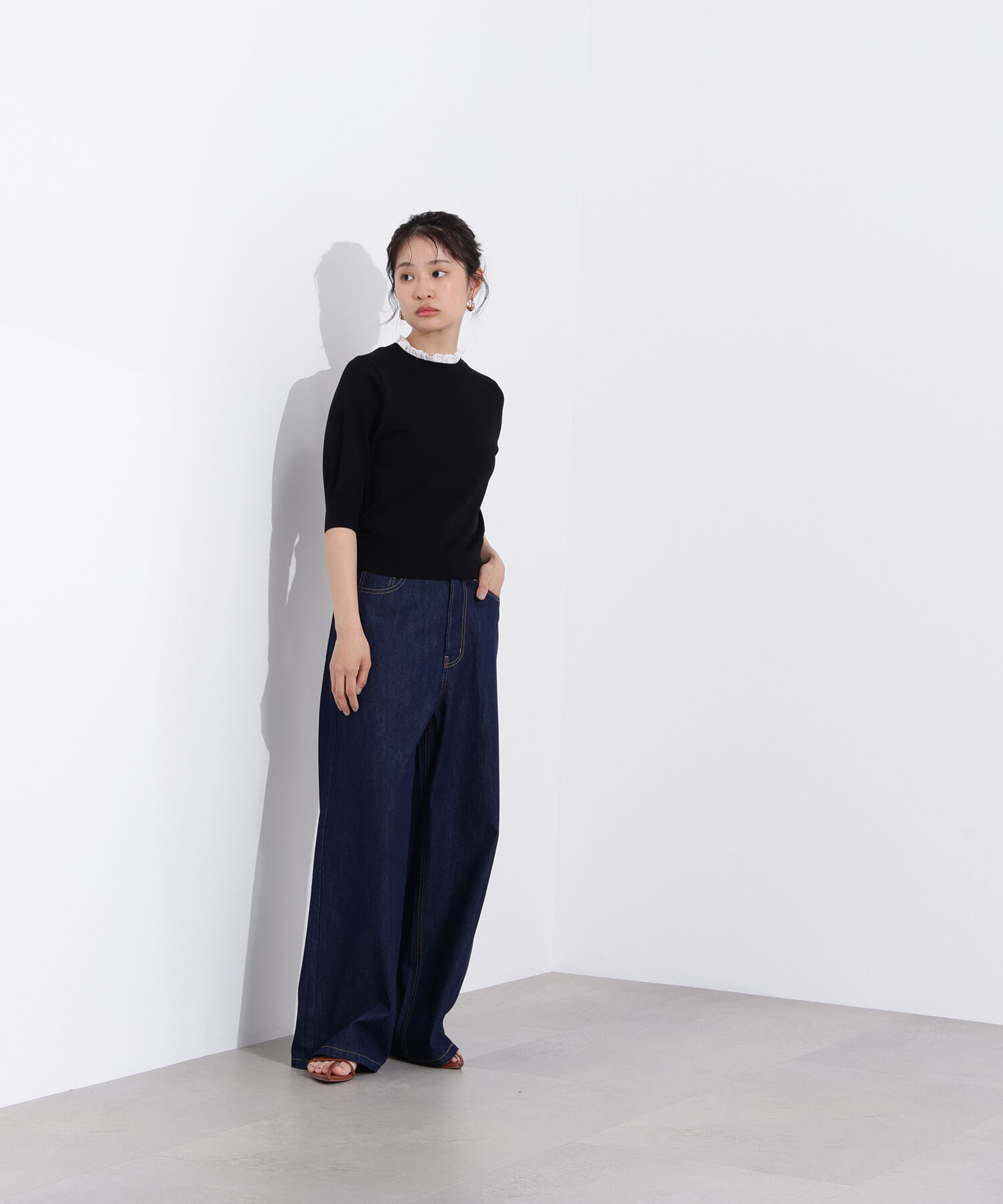  「フリルネックフォルムスリーブニット」|ニット・セーター|