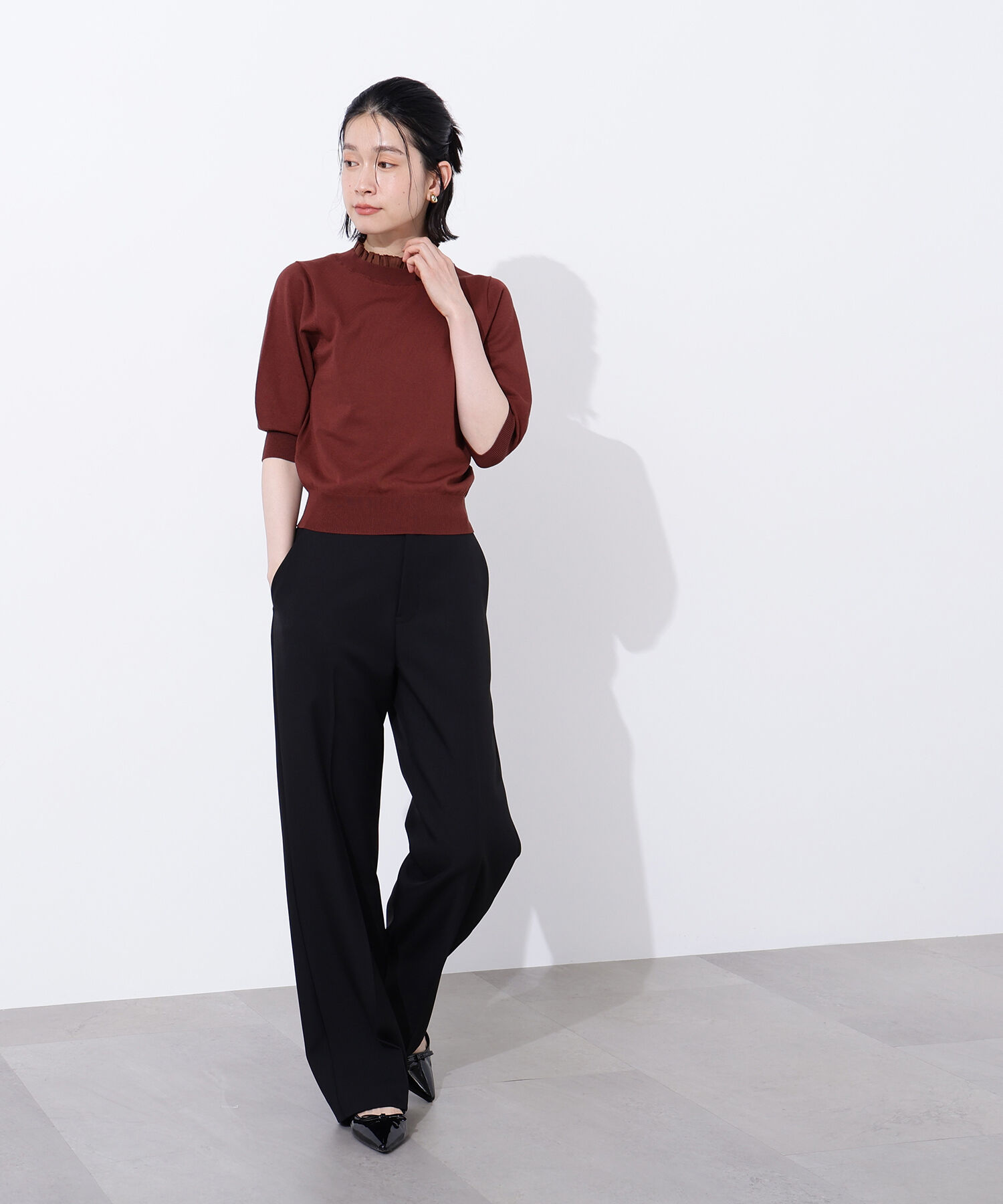  「フリルネックフォルムスリーブニット」|ニット・セーター|