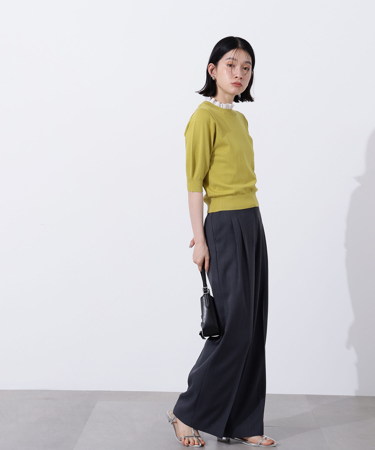  「フリルネックフォルムスリーブニット」|ニット・セーター|