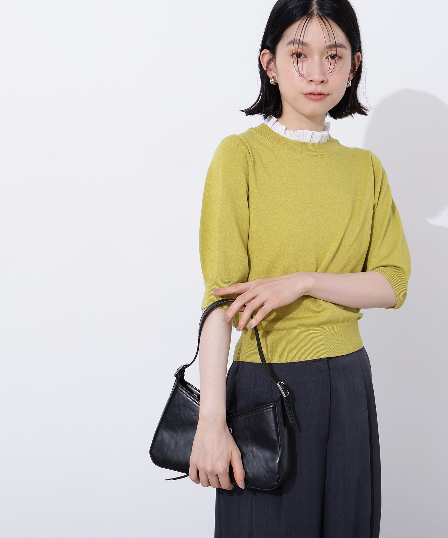  「フリルネックフォルムスリーブニット」|ニット・セーター|