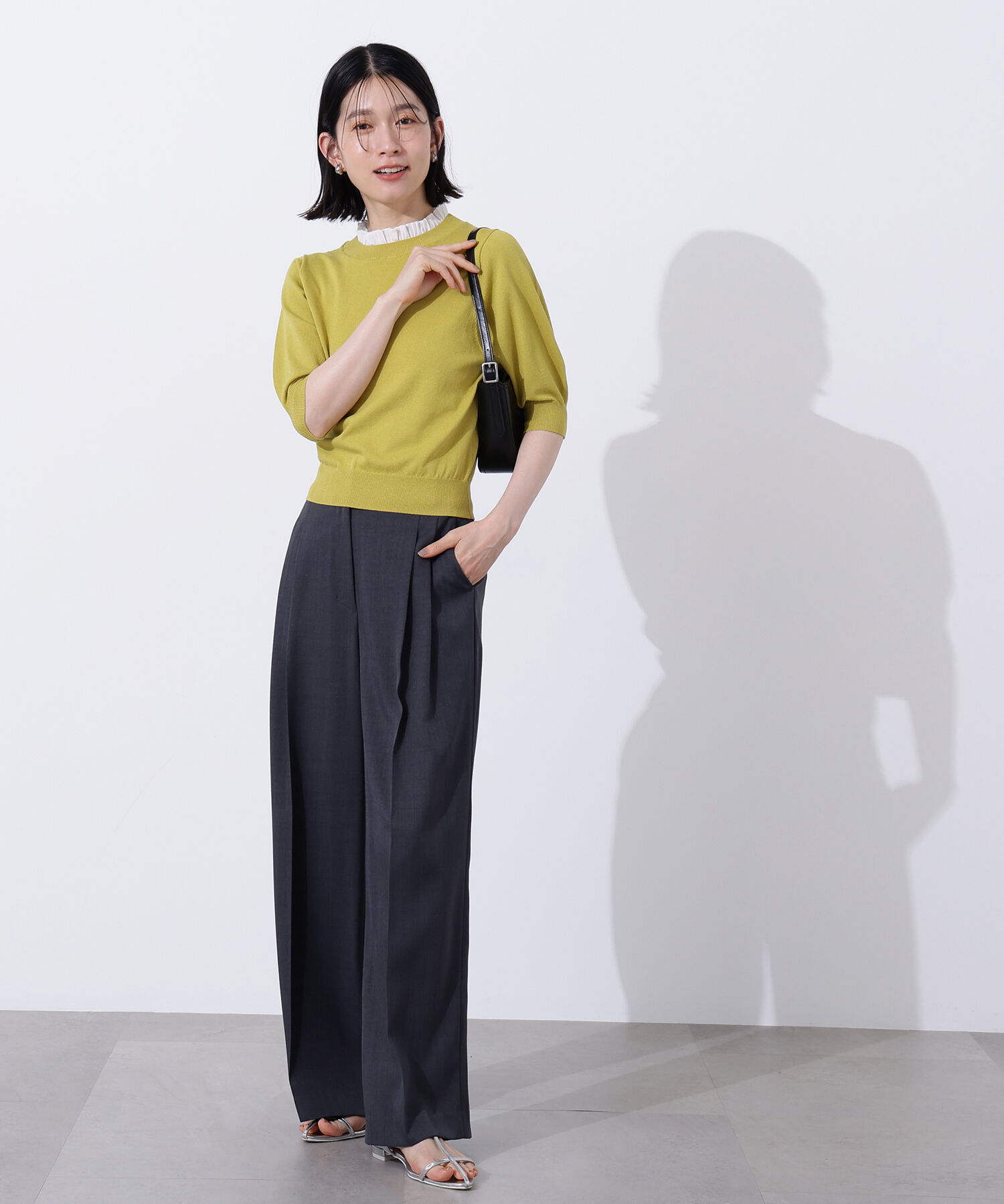  「フリルネックフォルムスリーブニット」|ニット・セーター|