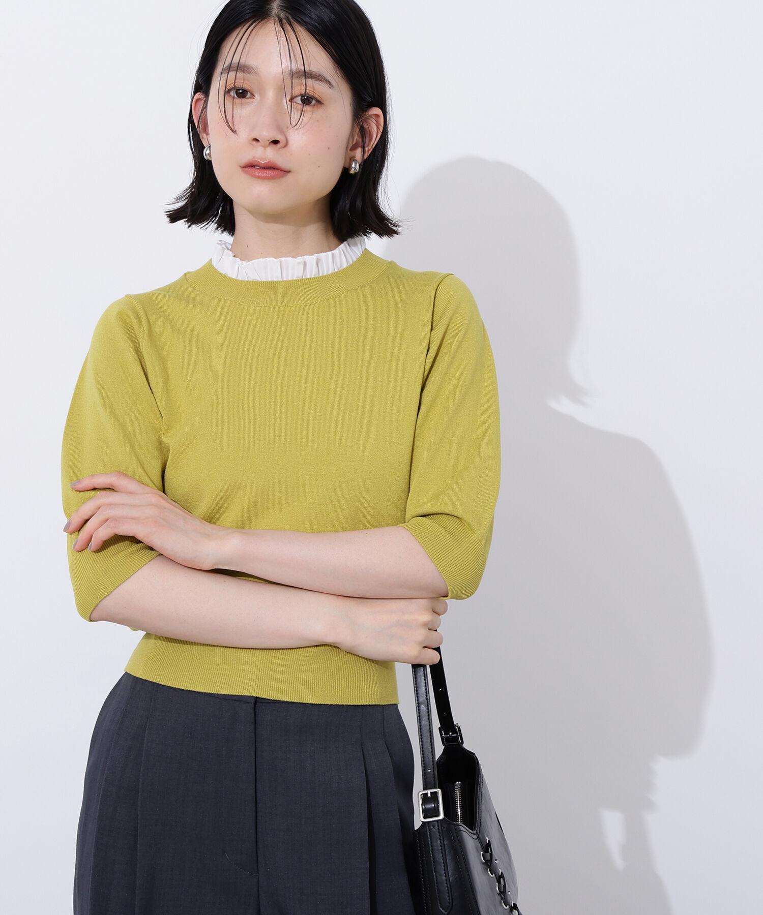  「フリルネックフォルムスリーブニット」|ニット・セーター|