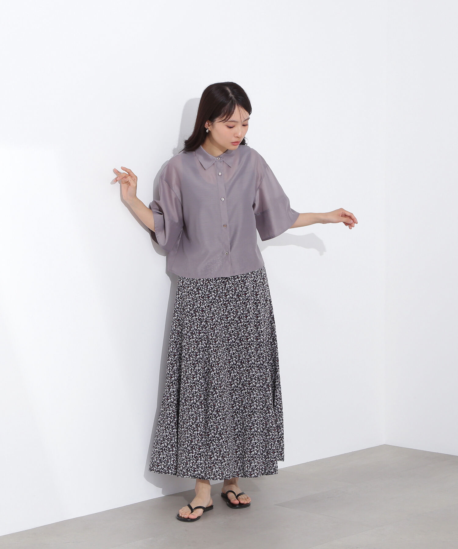  「フラワープリントAラインスカート」|スカート|