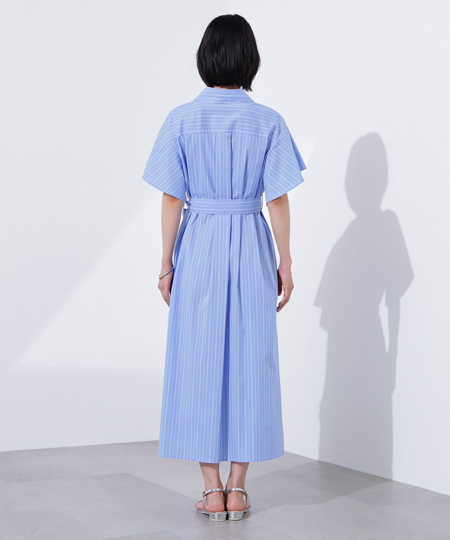  「スキッパーリボンベルトシャツワンピース」|ワンピース|