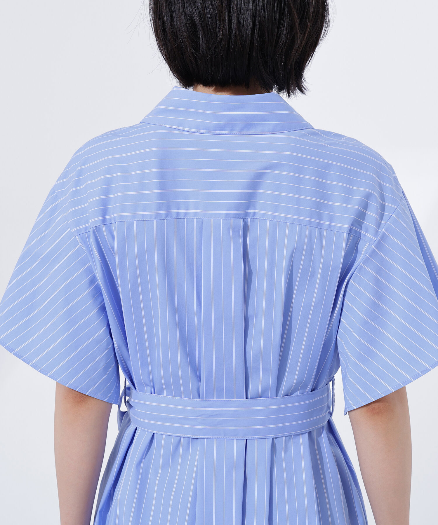  「スキッパーリボンベルトシャツワンピース」|ワンピース|