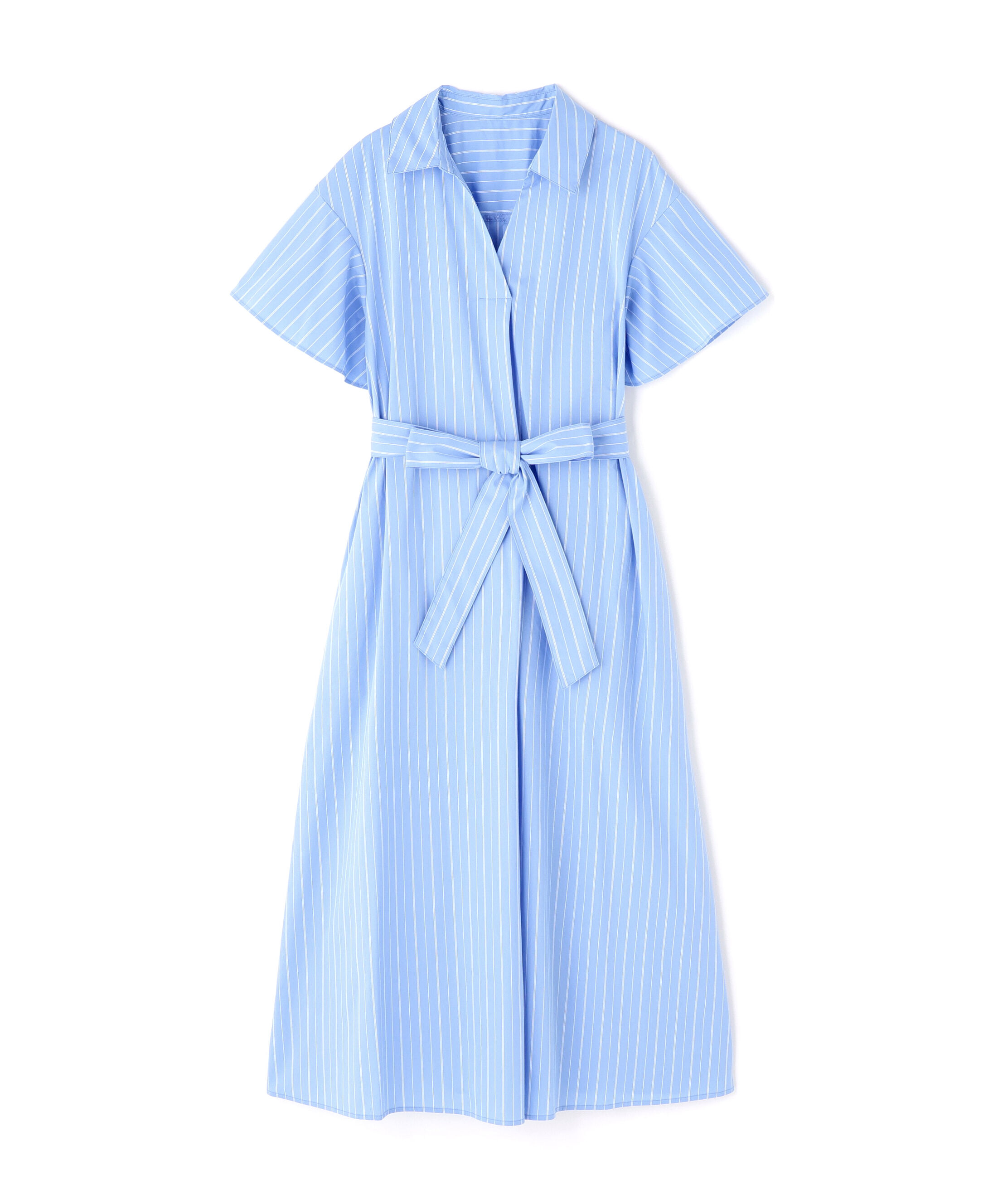  「スキッパーリボンベルトシャツワンピース」|ワンピース|