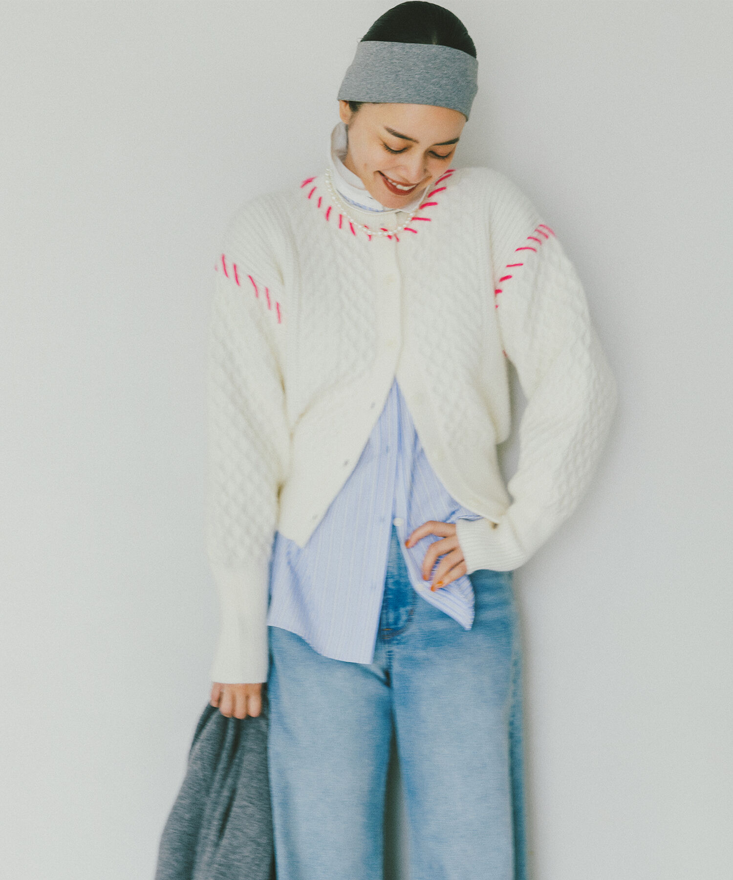  「ケーブルステッチカーディガン」|ニット・セーター|オフホワイト2