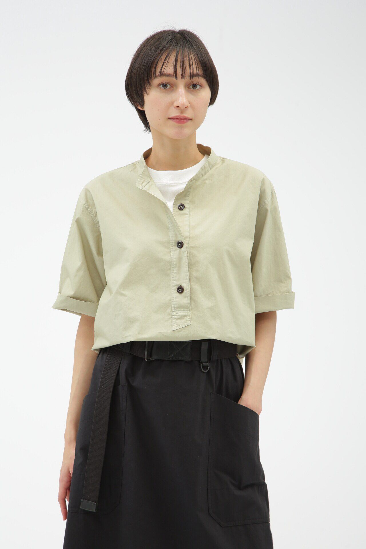 MHL.「COTTON RAMIE POPLIN」|シャツ・ブラウス|PALE GREEN1