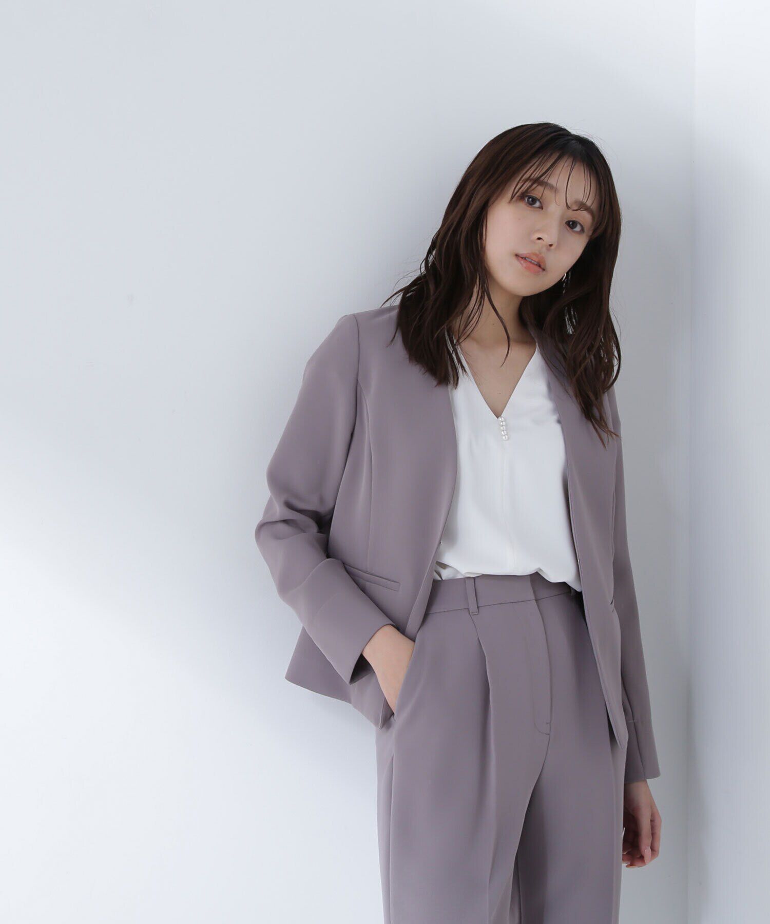  「ドビーツイル SETUP ノーカラージャケット」|その他|モーヴグレー