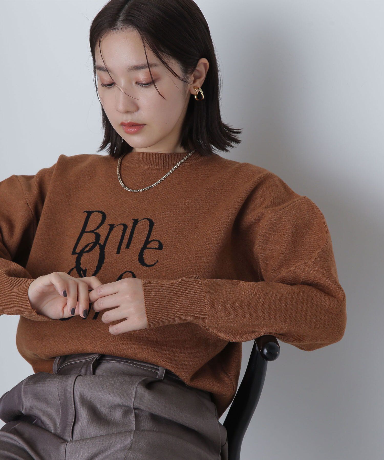  「ジャガードロゴニット」|ニット・セーター|キャメルブラ