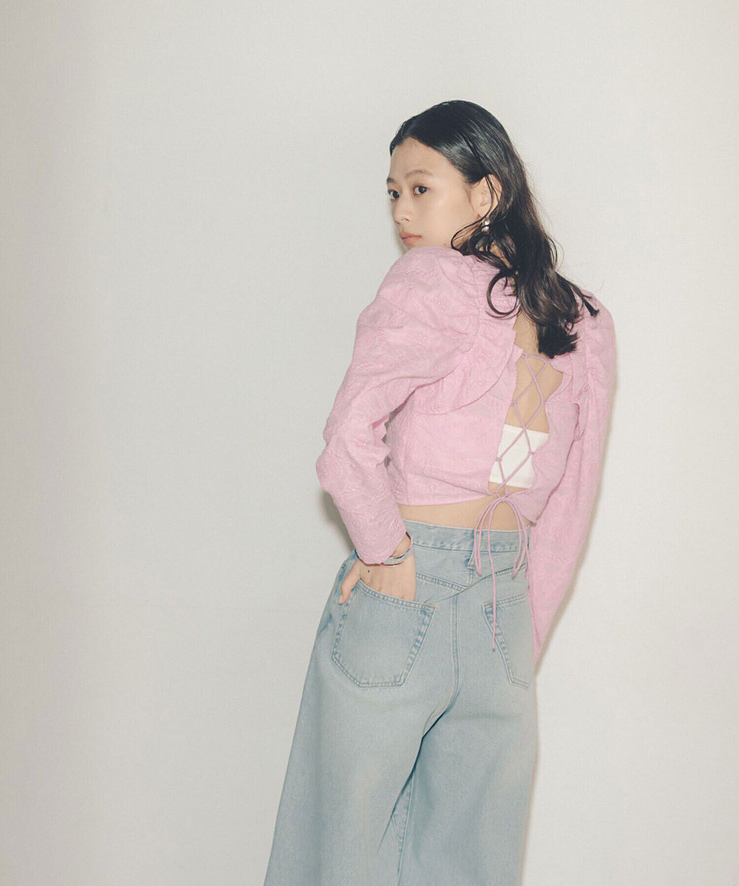  「バックシャンレースアップブラウス」|シャツ・ブラウス|キャンディピ