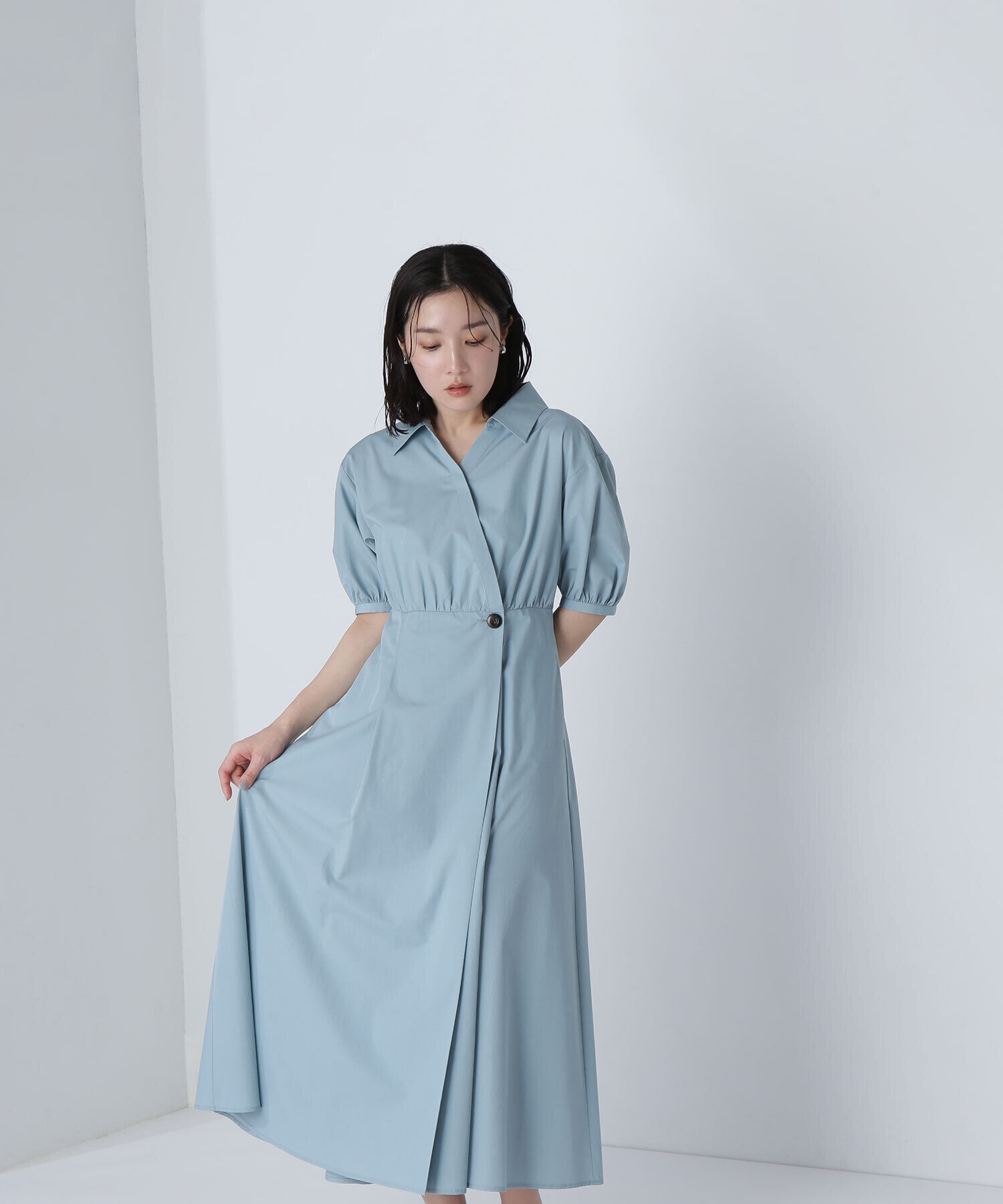  「スキッパーフォルムシャツワンピース」|ワンピース|