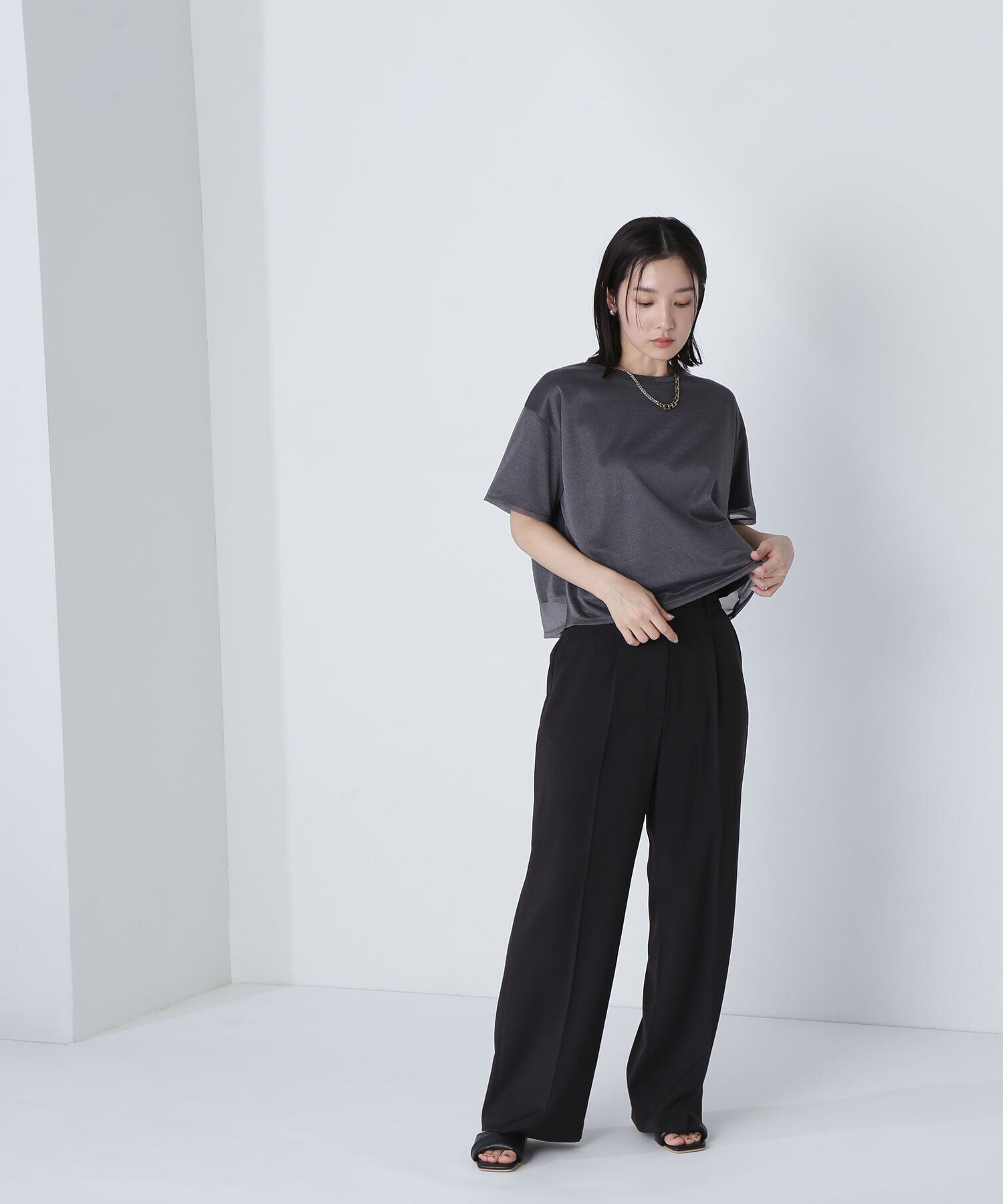  「グロッシーシアーレイヤードTシャツ」|Tシャツ・カットソー|