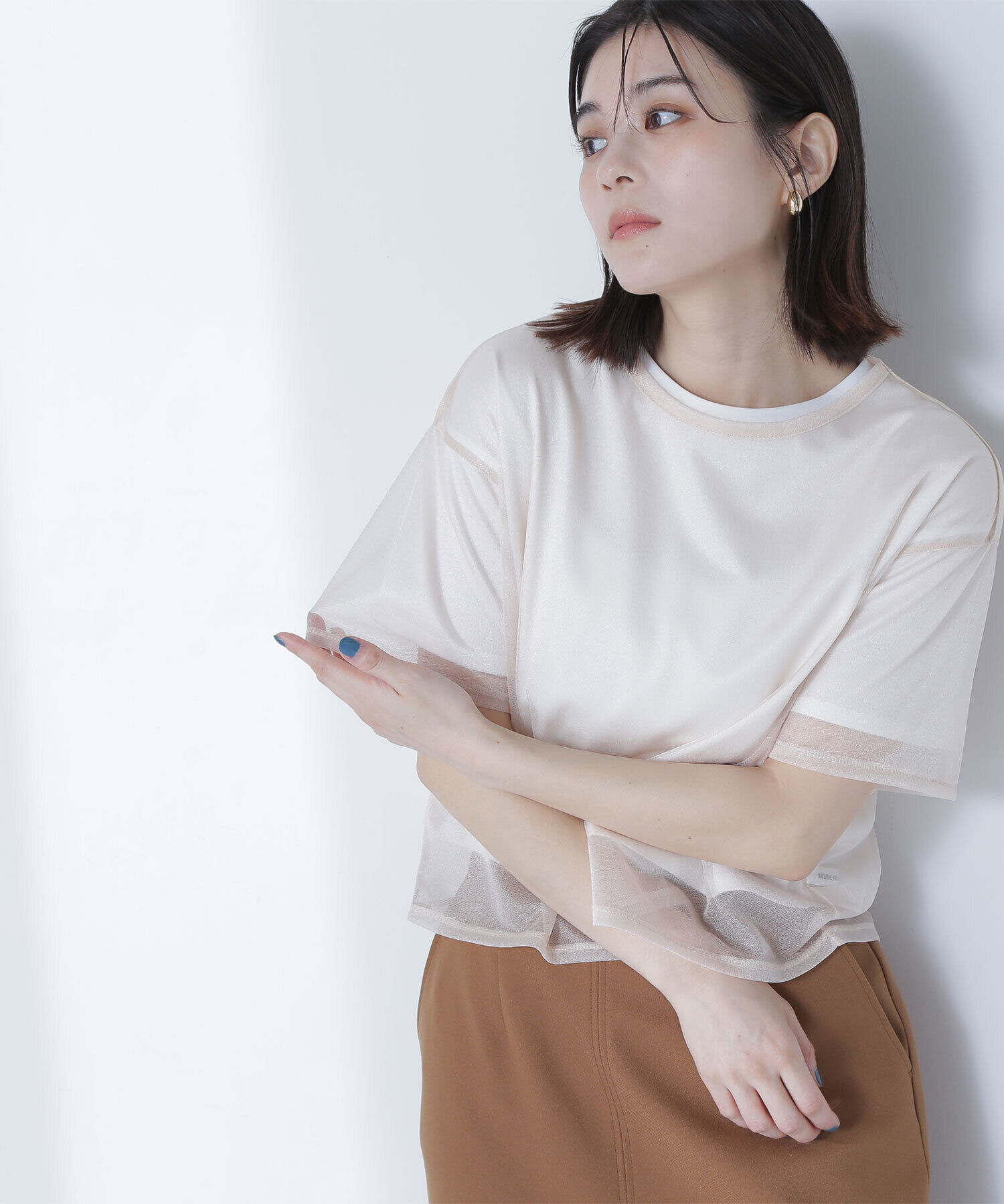  「グロッシーシアーレイヤードTシャツ」|Tシャツ・カットソー|