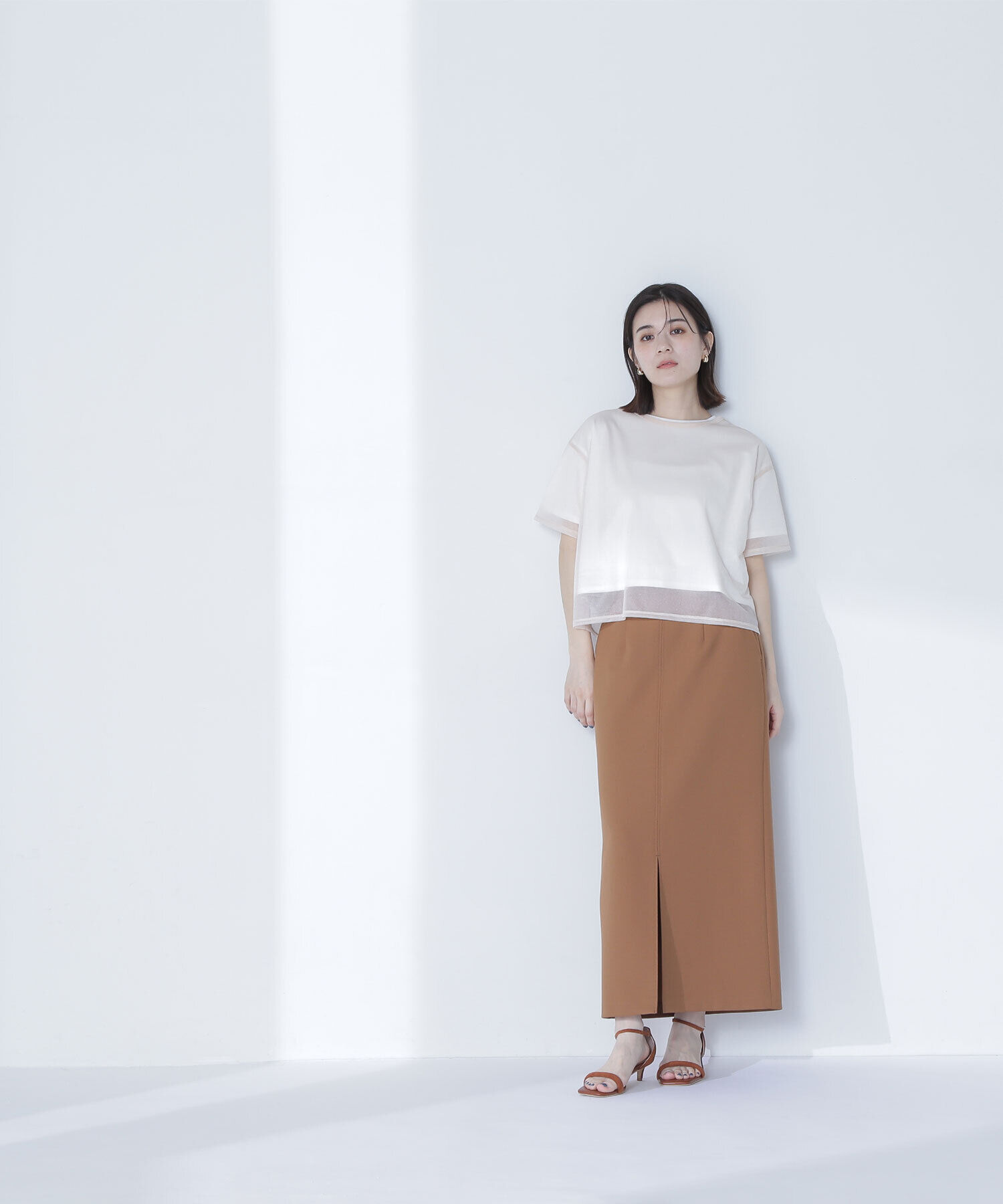  「グロッシーシアーレイヤードTシャツ」|Tシャツ・カットソー|