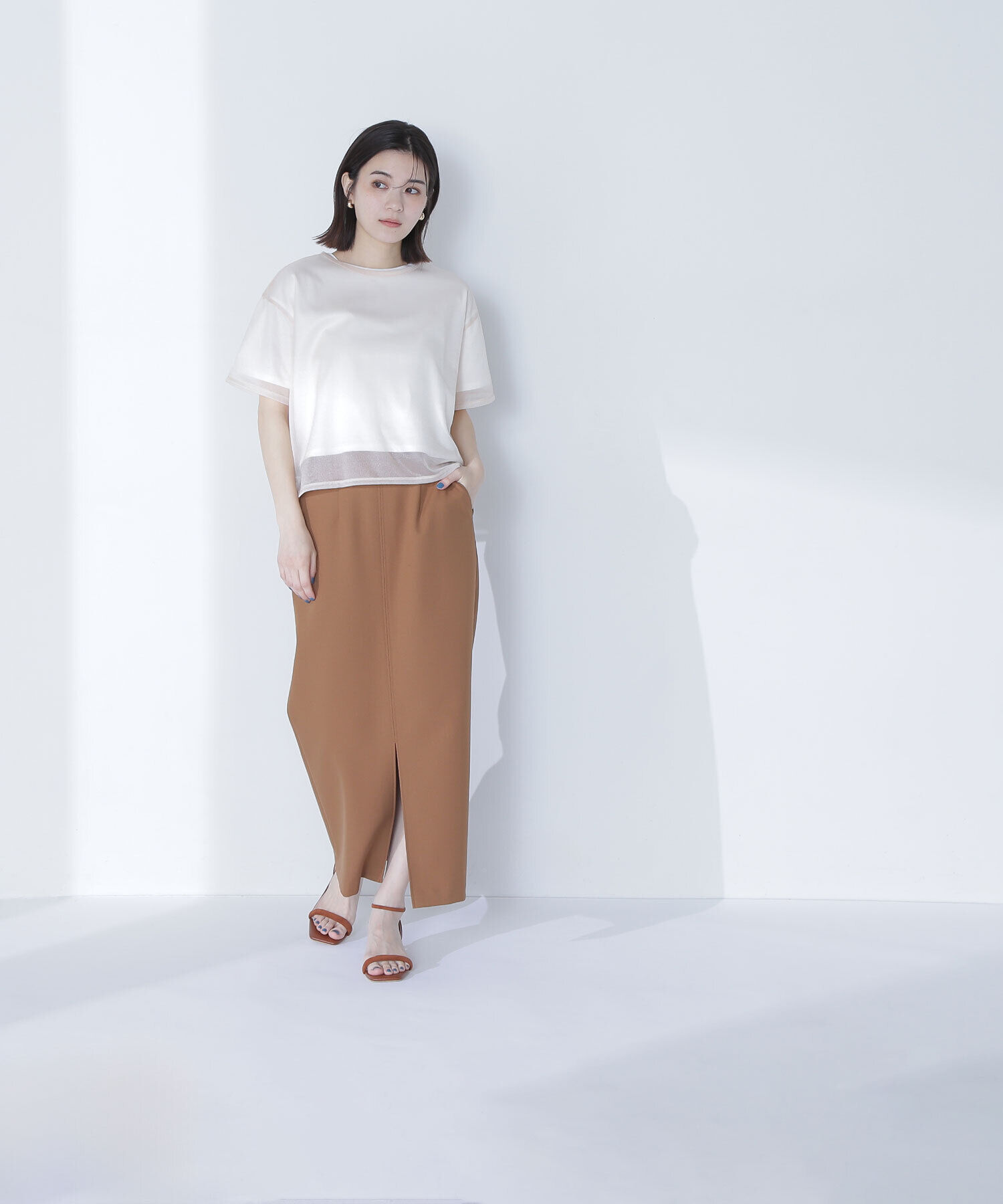  「グロッシーシアーレイヤードTシャツ」|Tシャツ・カットソー|