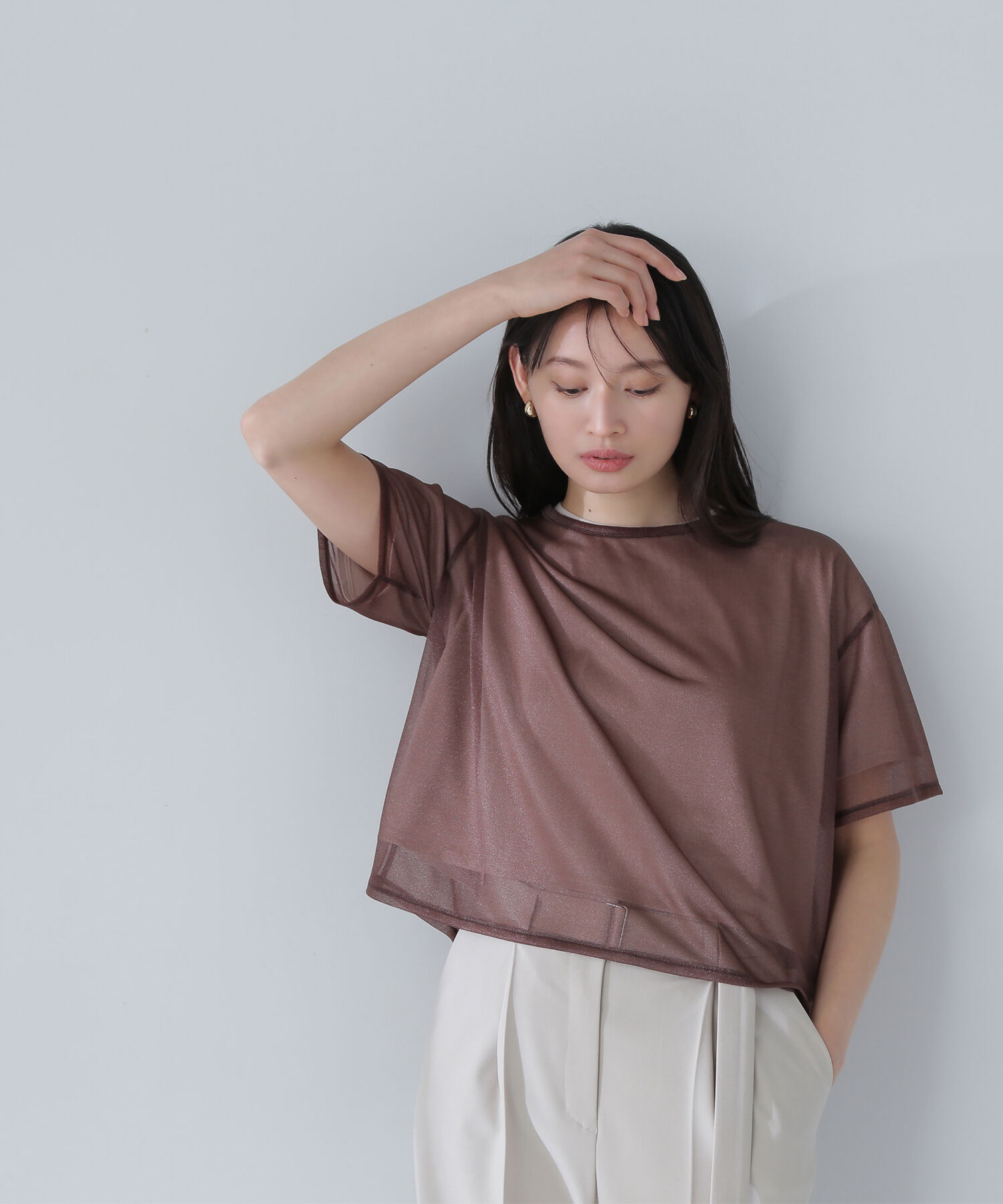  「グロッシーシアーレイヤードTシャツ」|Tシャツ・カットソー|