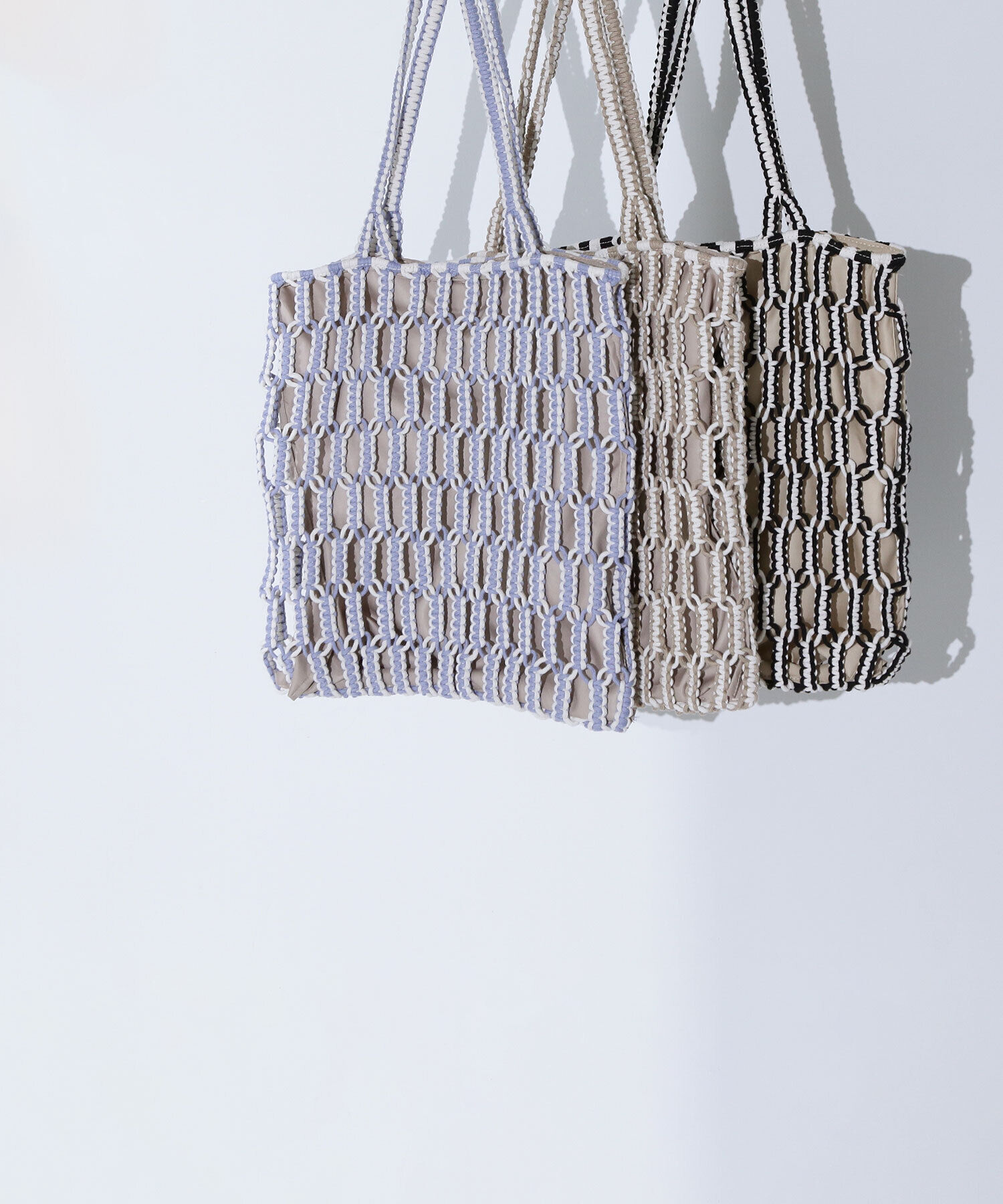  「バイカラーマクラメトートバッグ」|トートバッグ|ラベンダー