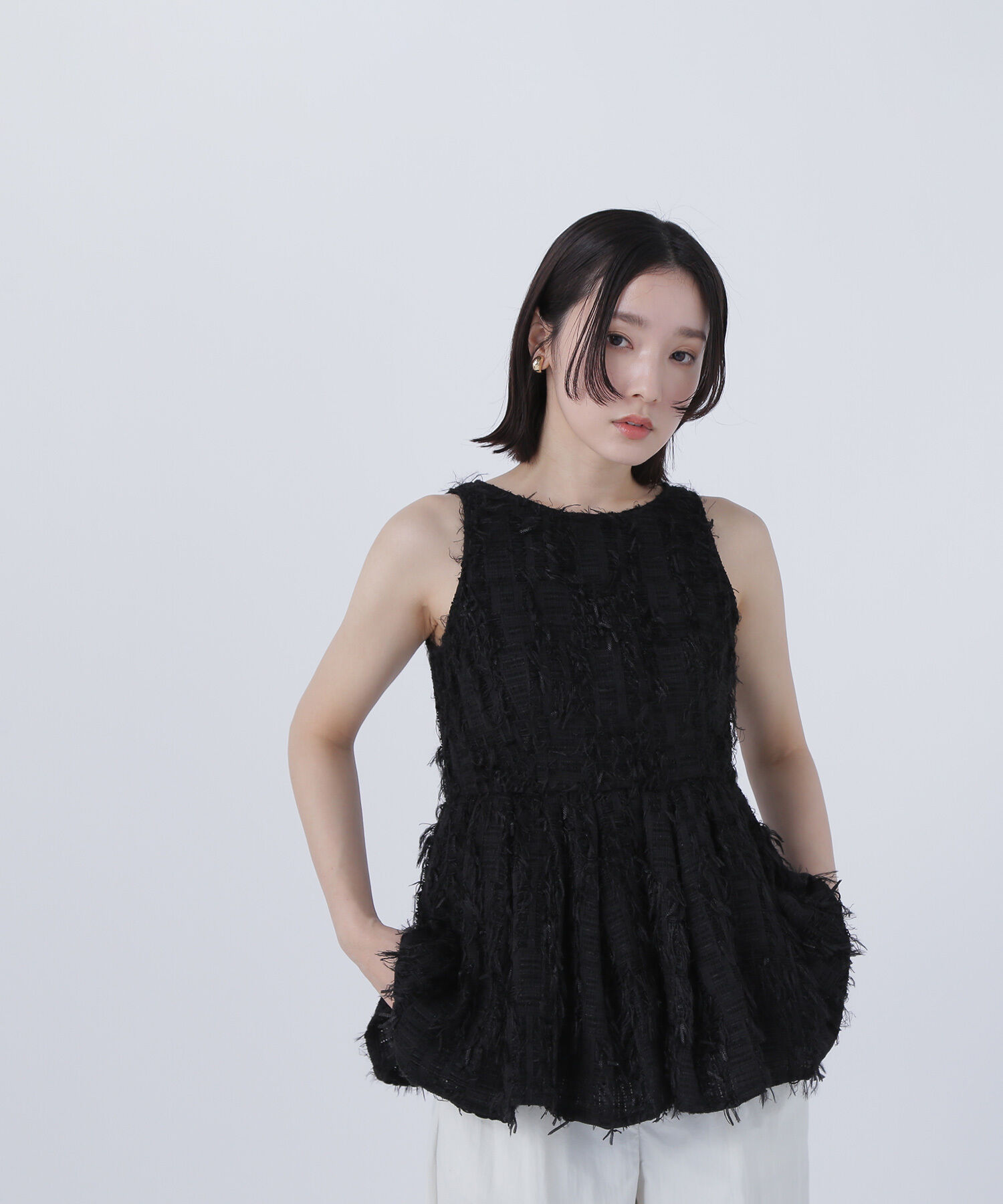  「ツイードアメスリペプラムトップス」|シャツ・ブラウス|