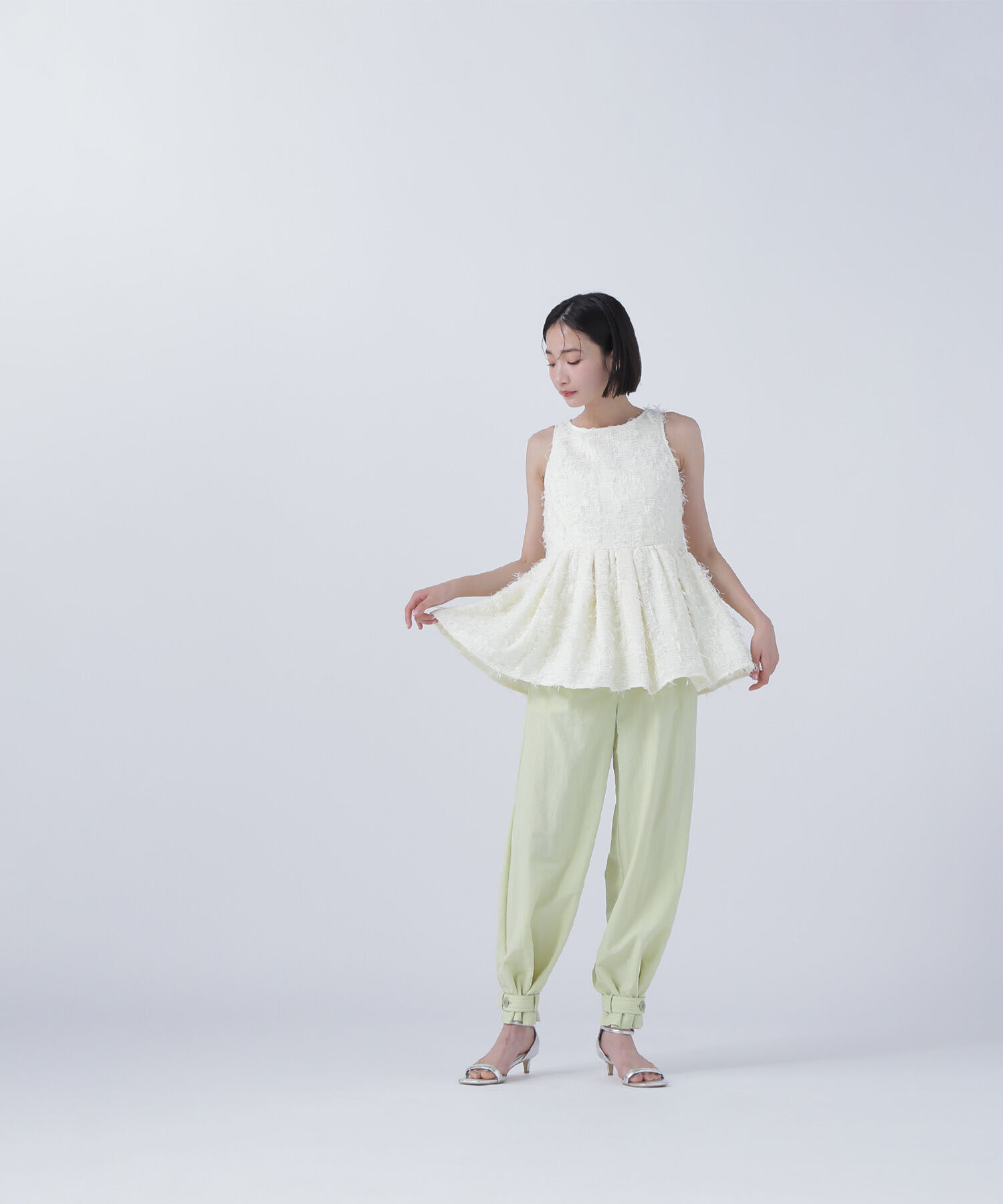  「ツイードアメスリペプラムトップス」|シャツ・ブラウス|