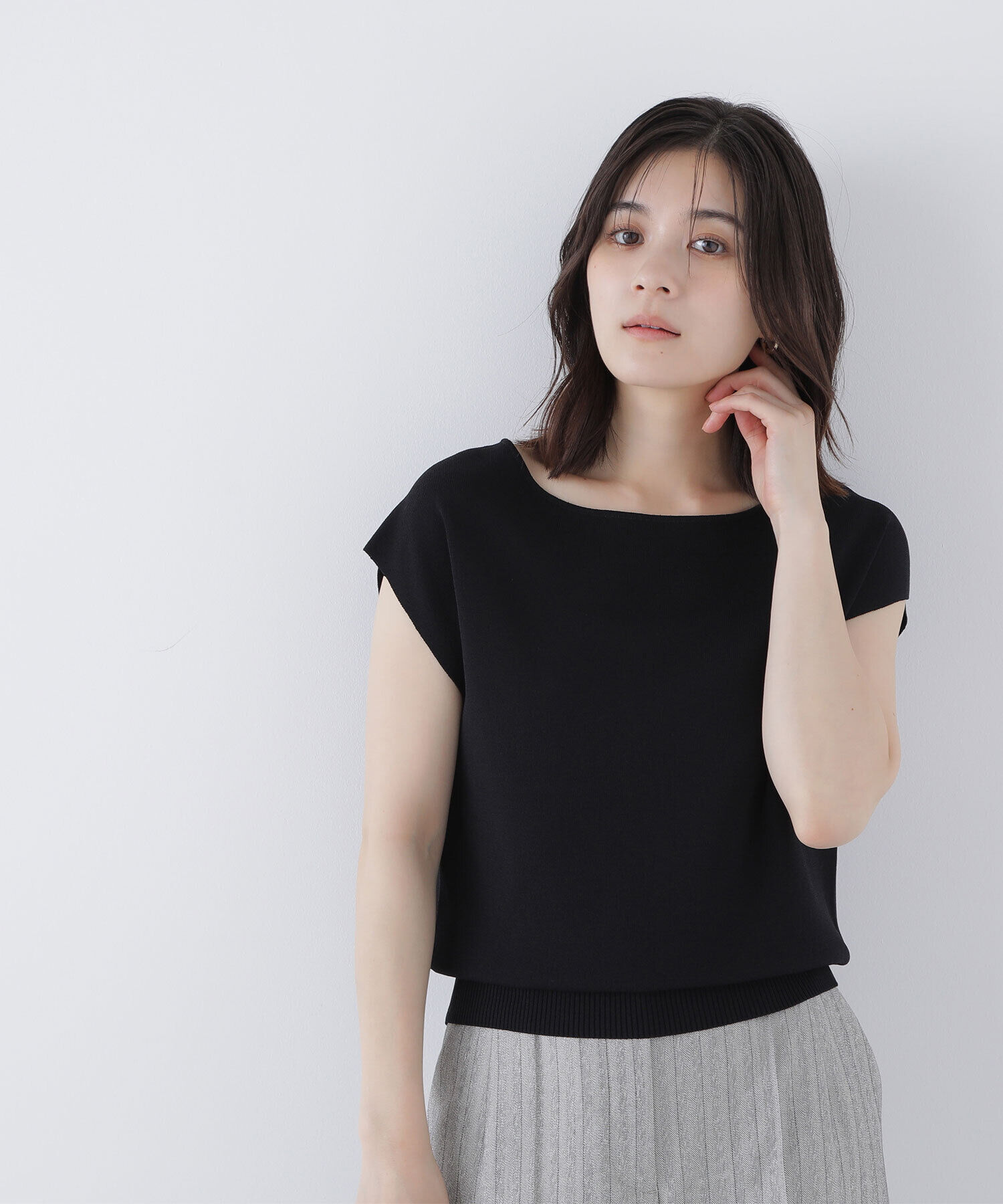  「総針ベーシックシリーズ ボートネックニット」|ニット・セーター|ブラック