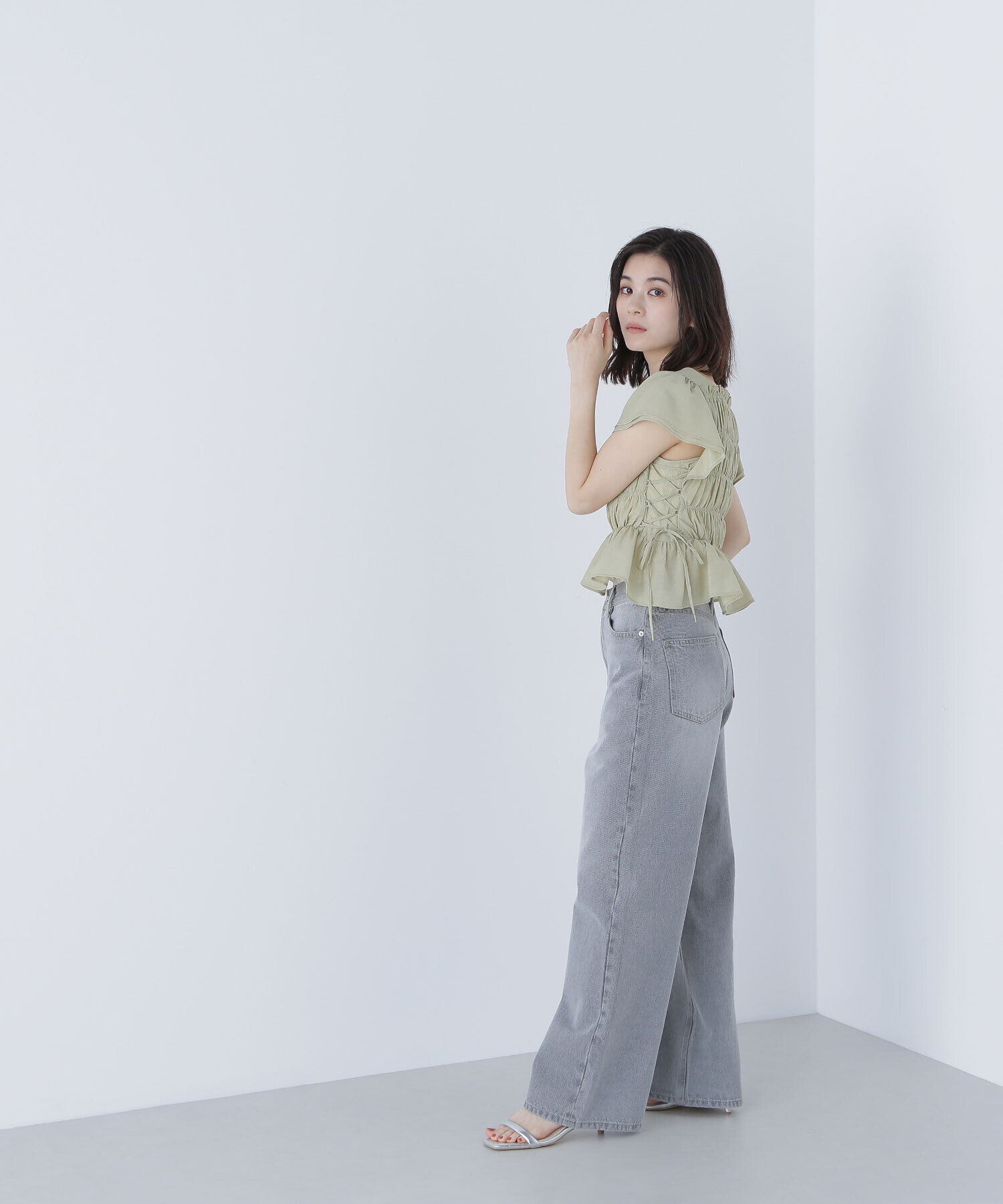  「レースアップシャーリングブラウス」|シャツ・ブラウス|