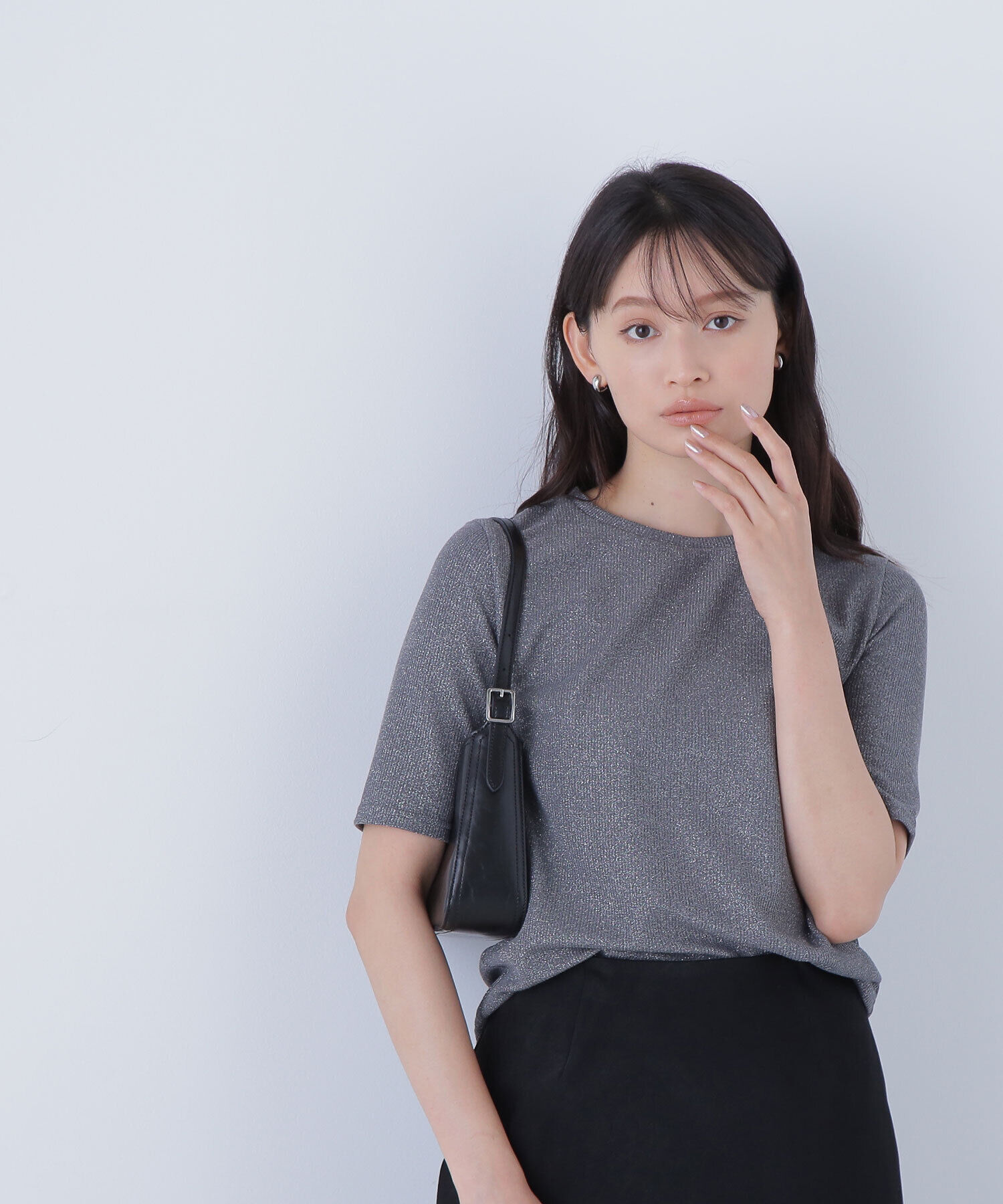  「ラメリブカットソー」|Tシャツ・カットソー|