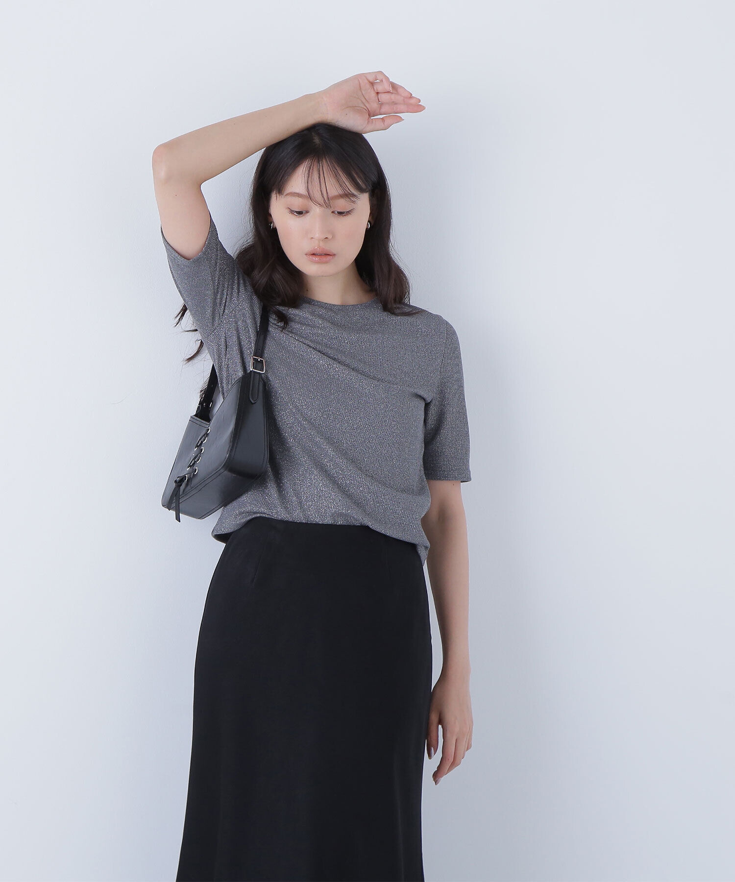  「ラメリブカットソー」|Tシャツ・カットソー|