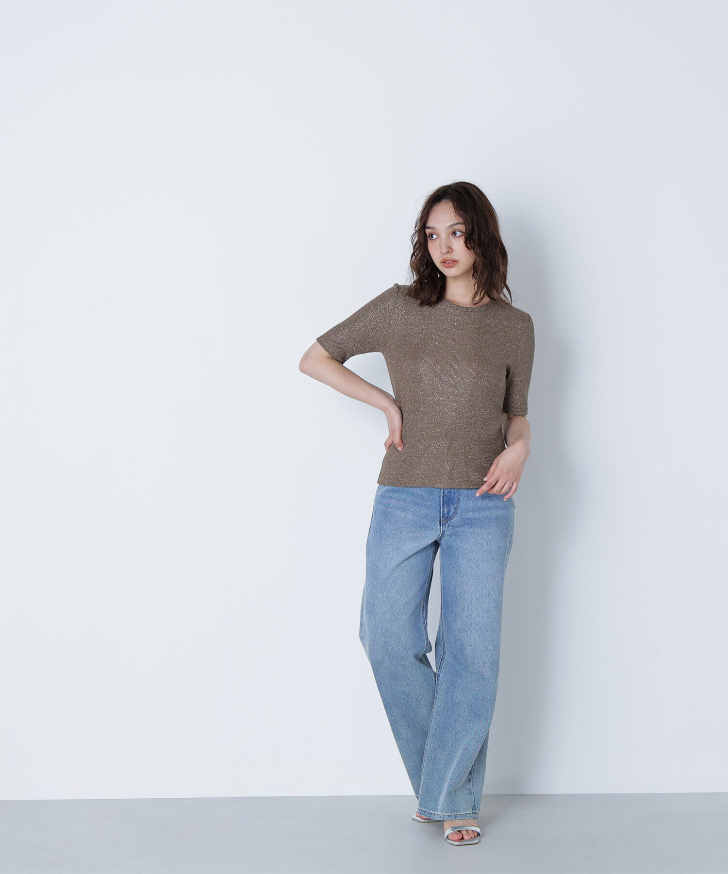  「ラメリブカットソー」|Tシャツ・カットソー|