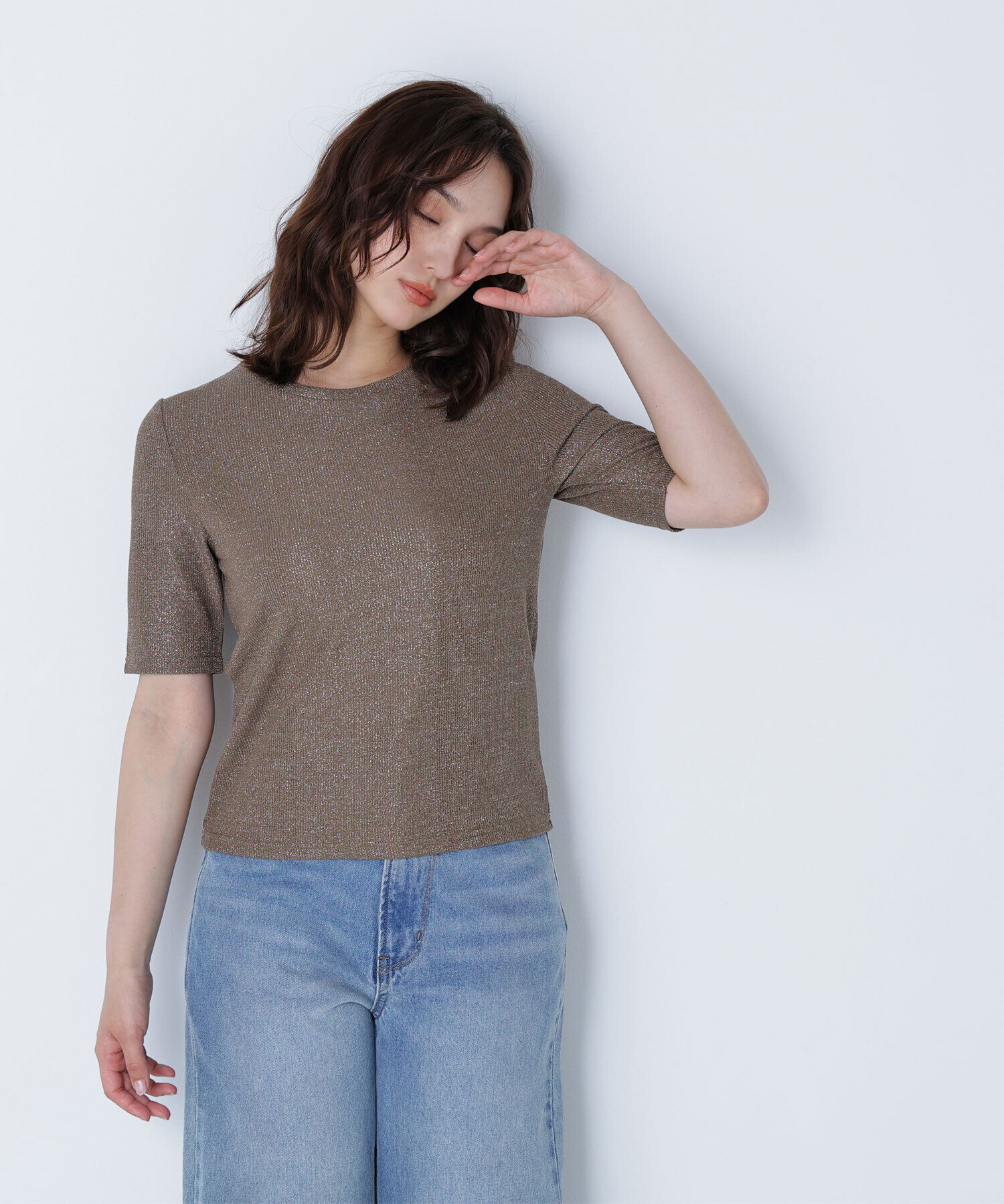  「ラメリブカットソー」|Tシャツ・カットソー|