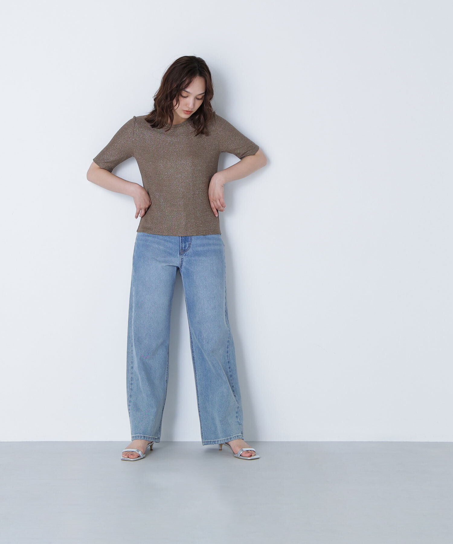  「ラメリブカットソー」|Tシャツ・カットソー|