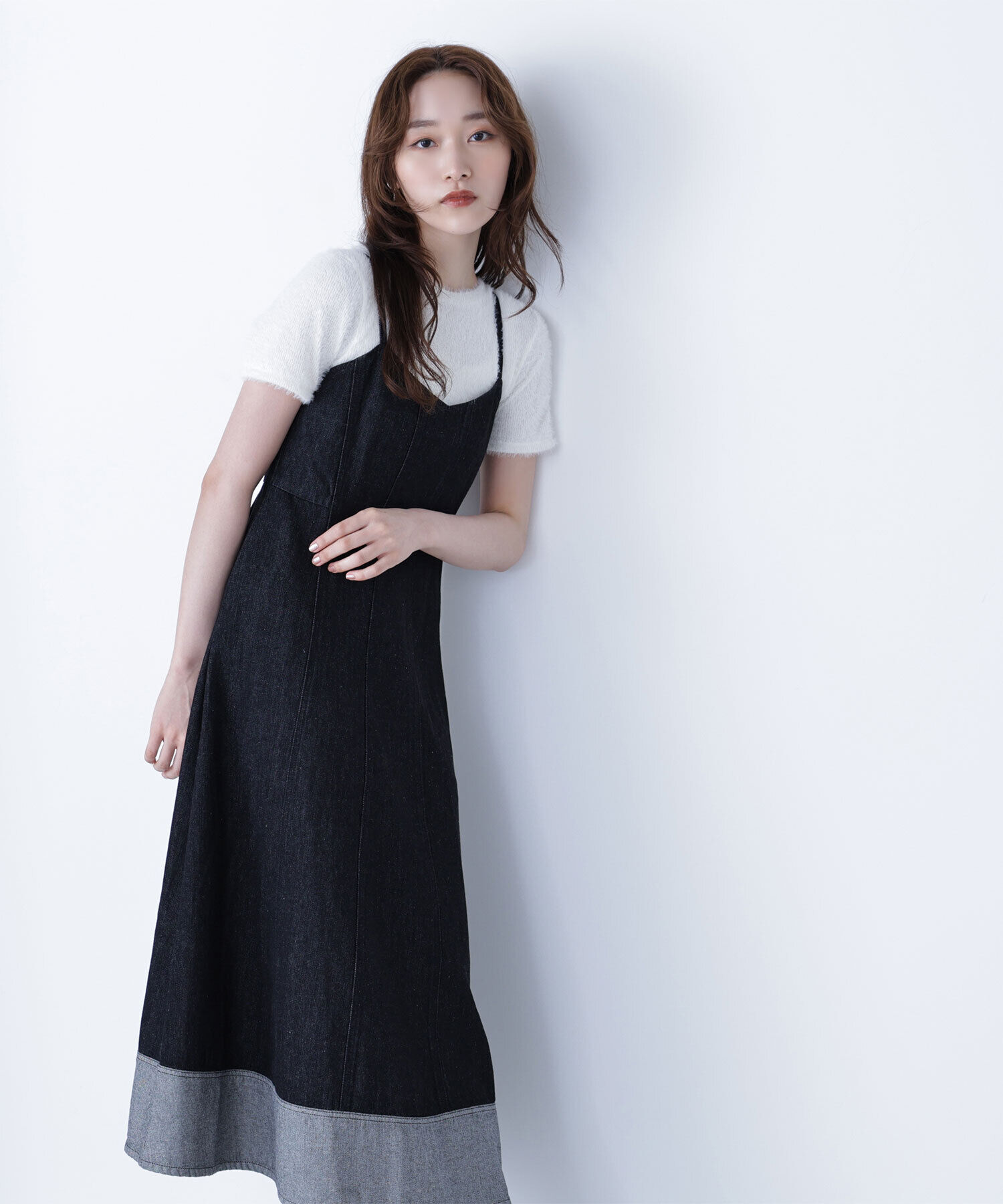  「デニムフレアキャミワンピース」|ワンピース|