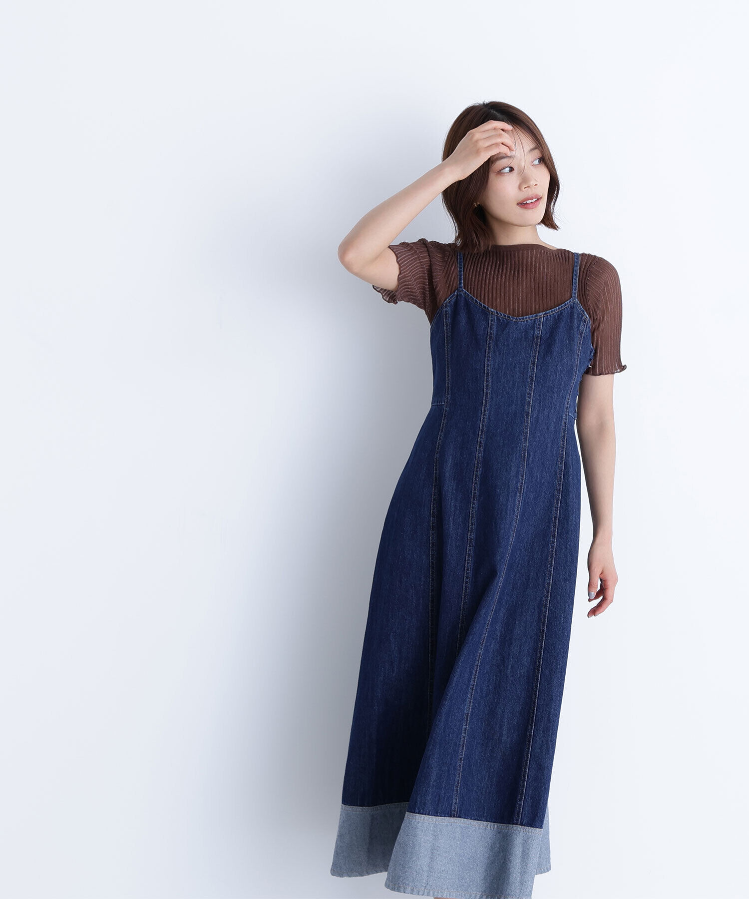  「デニムフレアキャミワンピース」|ワンピース|