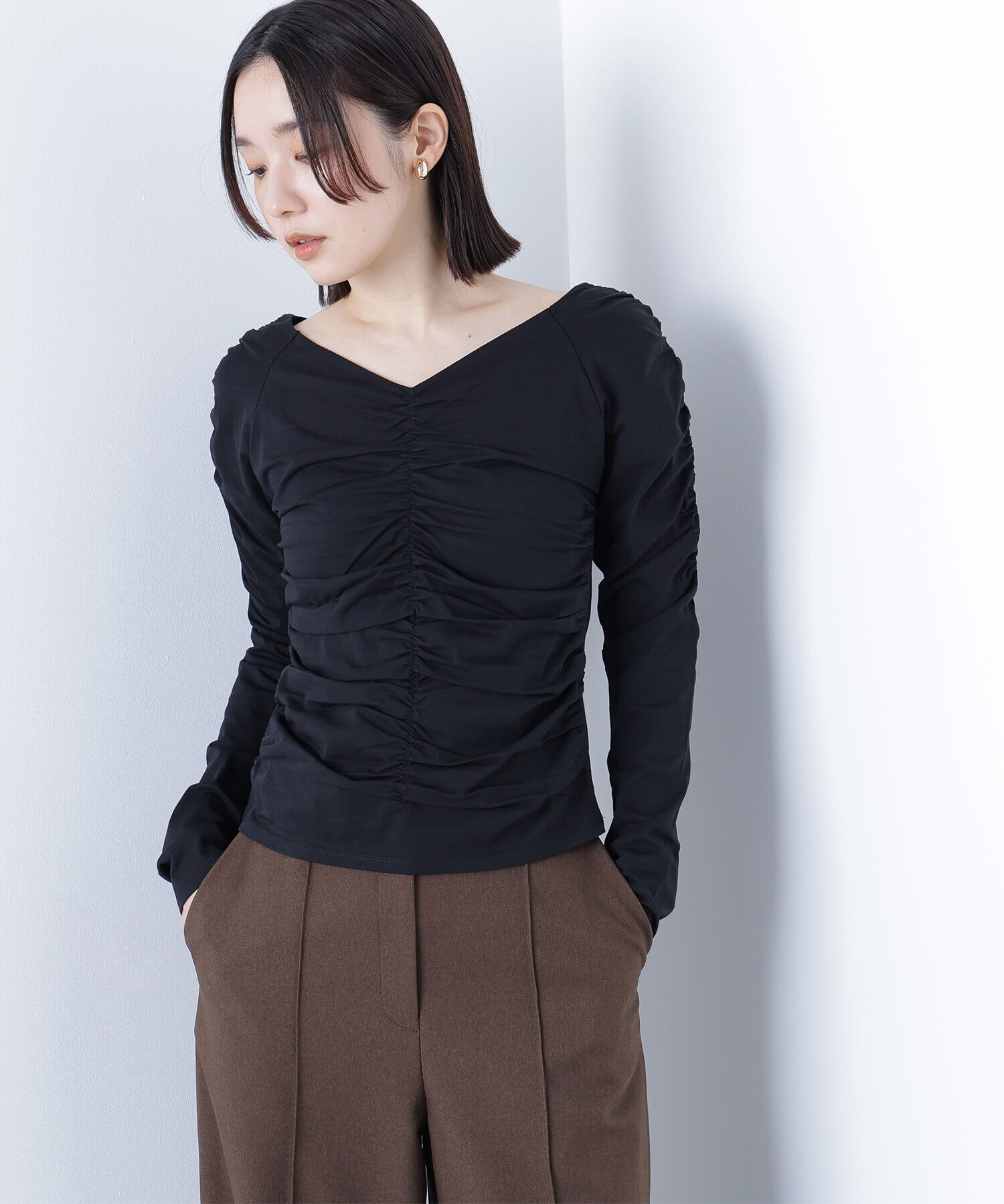  「ギャザーカットソー」|Tシャツ・カットソー|