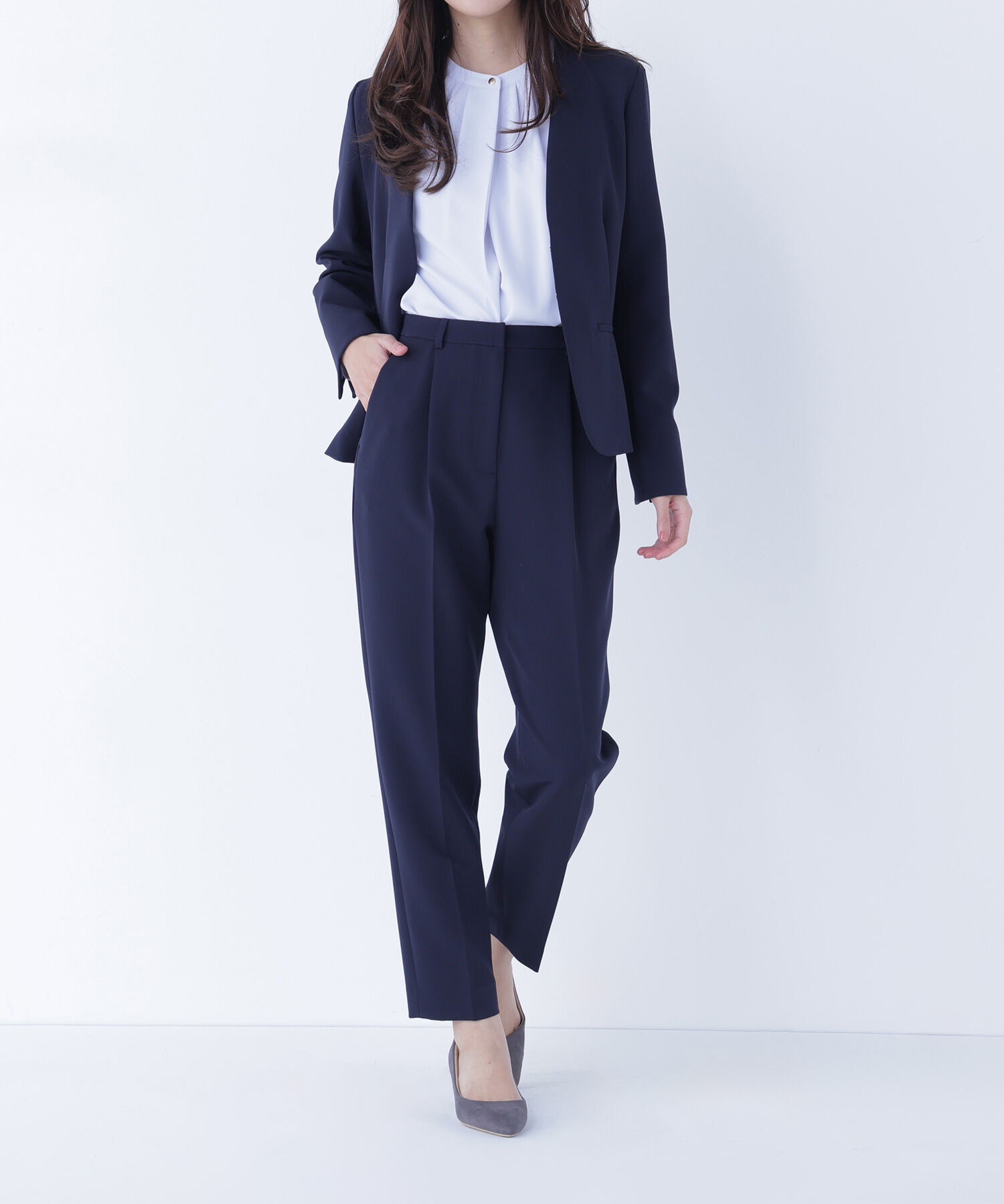  「ダブルクロスストレッチ SETUP テーパードパンツ」|その他|ネイビー