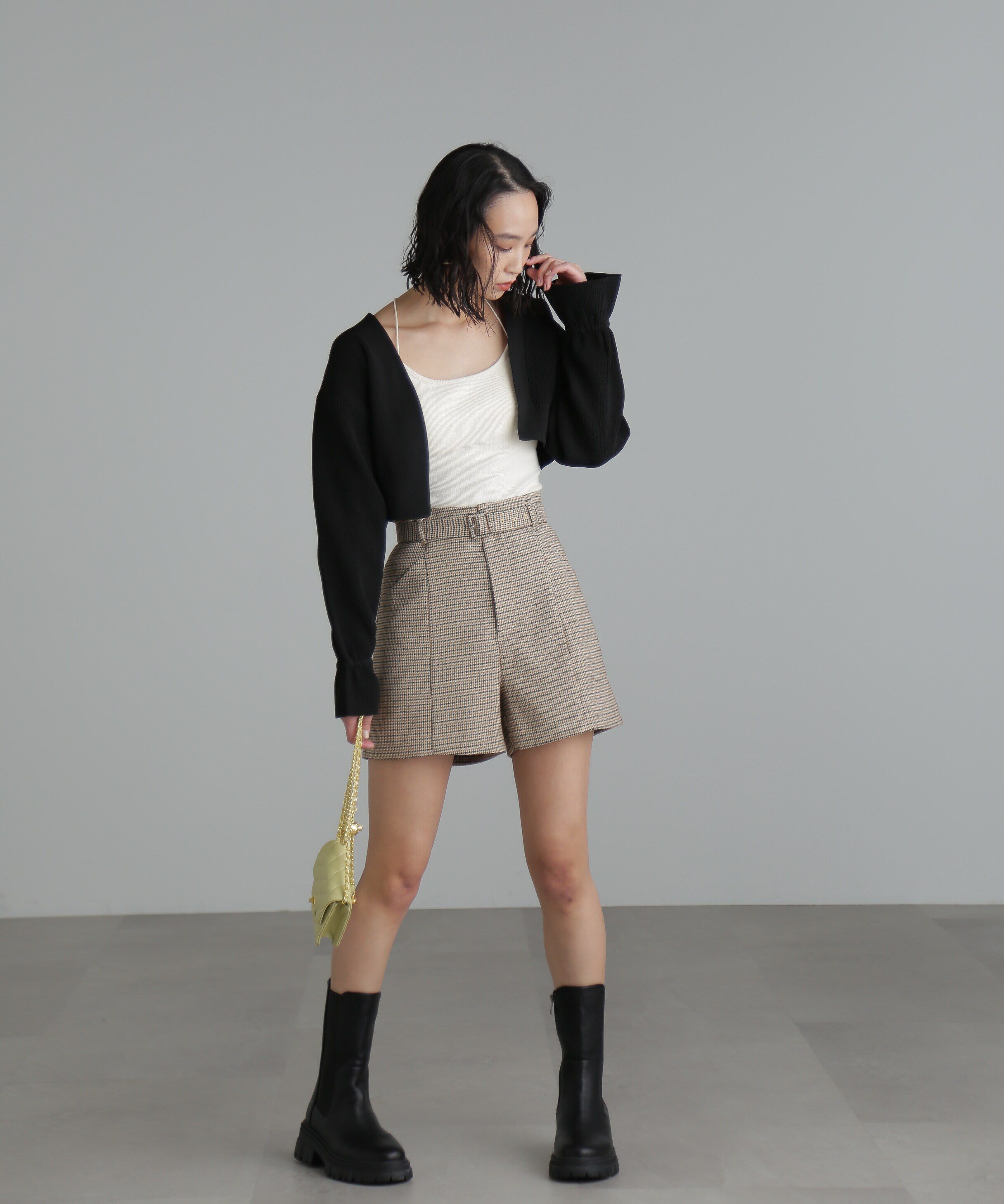  「[低身長サイズ/Sシリーズ]先染めチェックベルト付きショートパンツ」|その他|