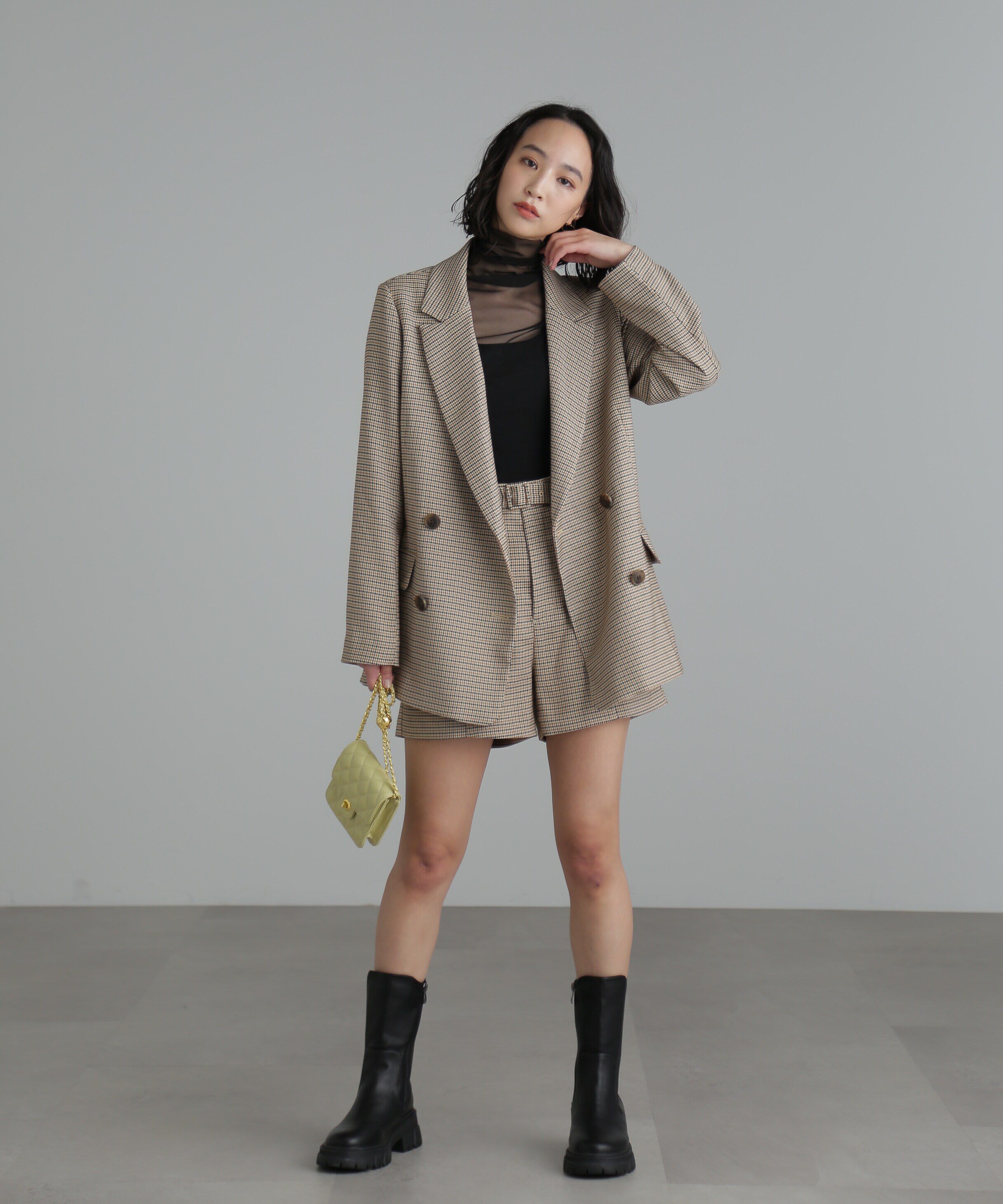  「[低身長サイズ/Sシリーズ]先染めチェックベルト付きショートパンツ」|その他|