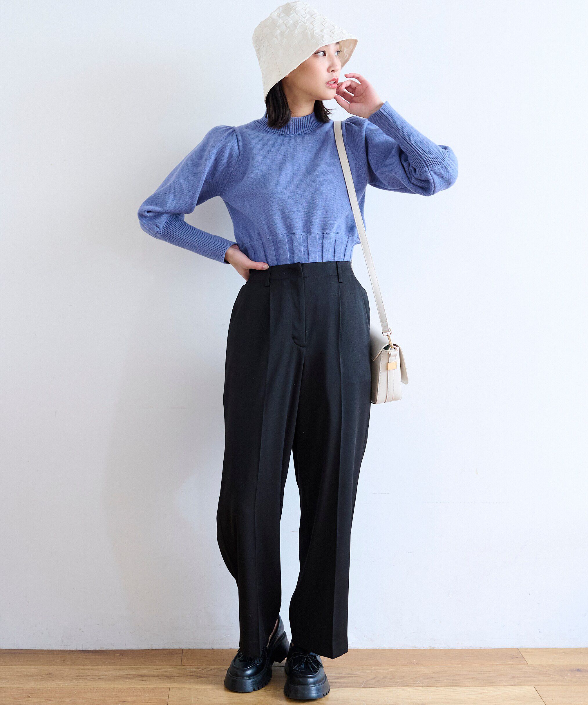  「[Sシリーズ対応商品]センタープレスワイドパンツ」|その他|ブラック