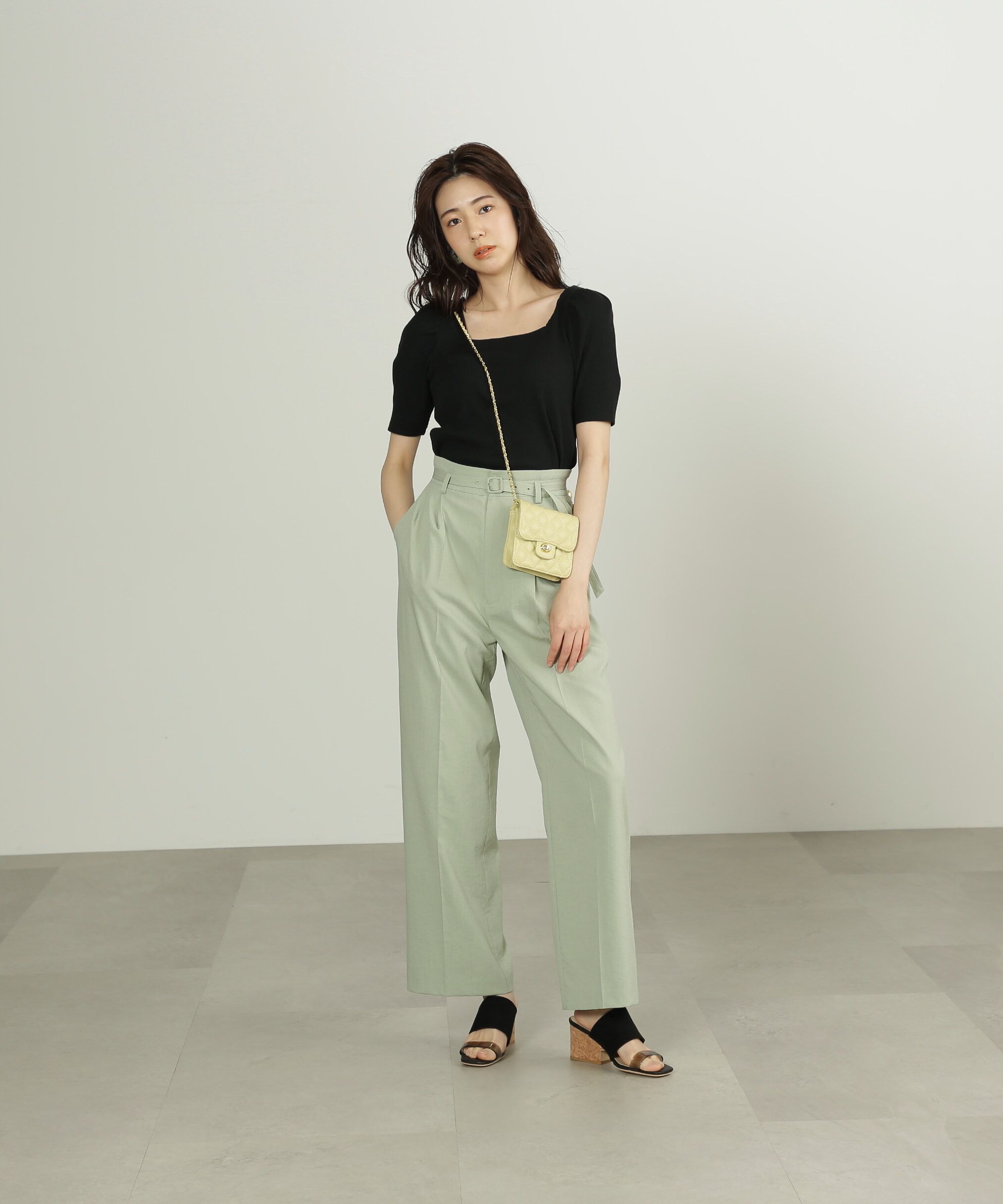  「三角テレコ前後2Wayパフスリーブカットソー」|Tシャツ・カットソー|