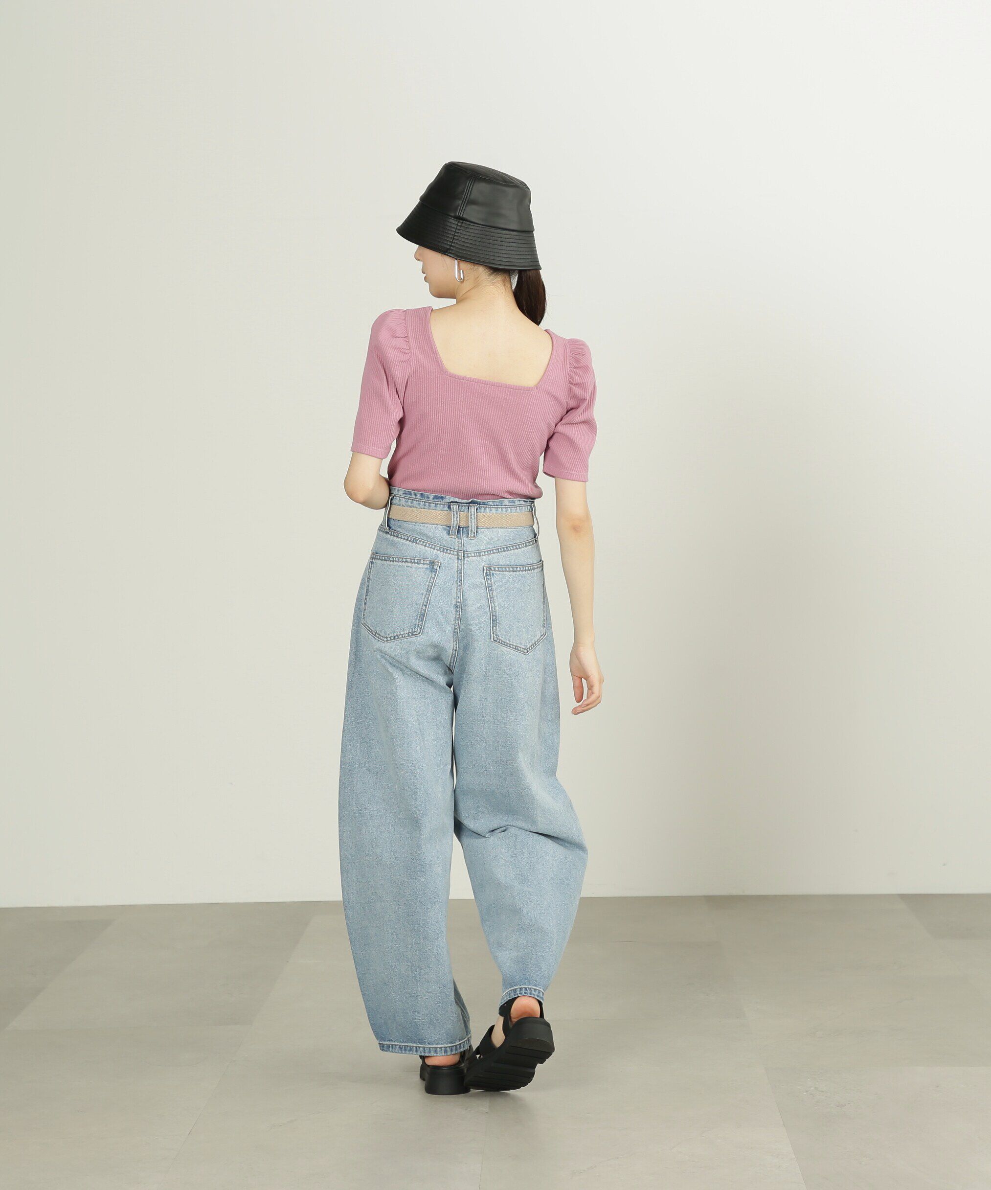  「三角テレコ前後2Wayパフスリーブカットソー」|Tシャツ・カットソー|