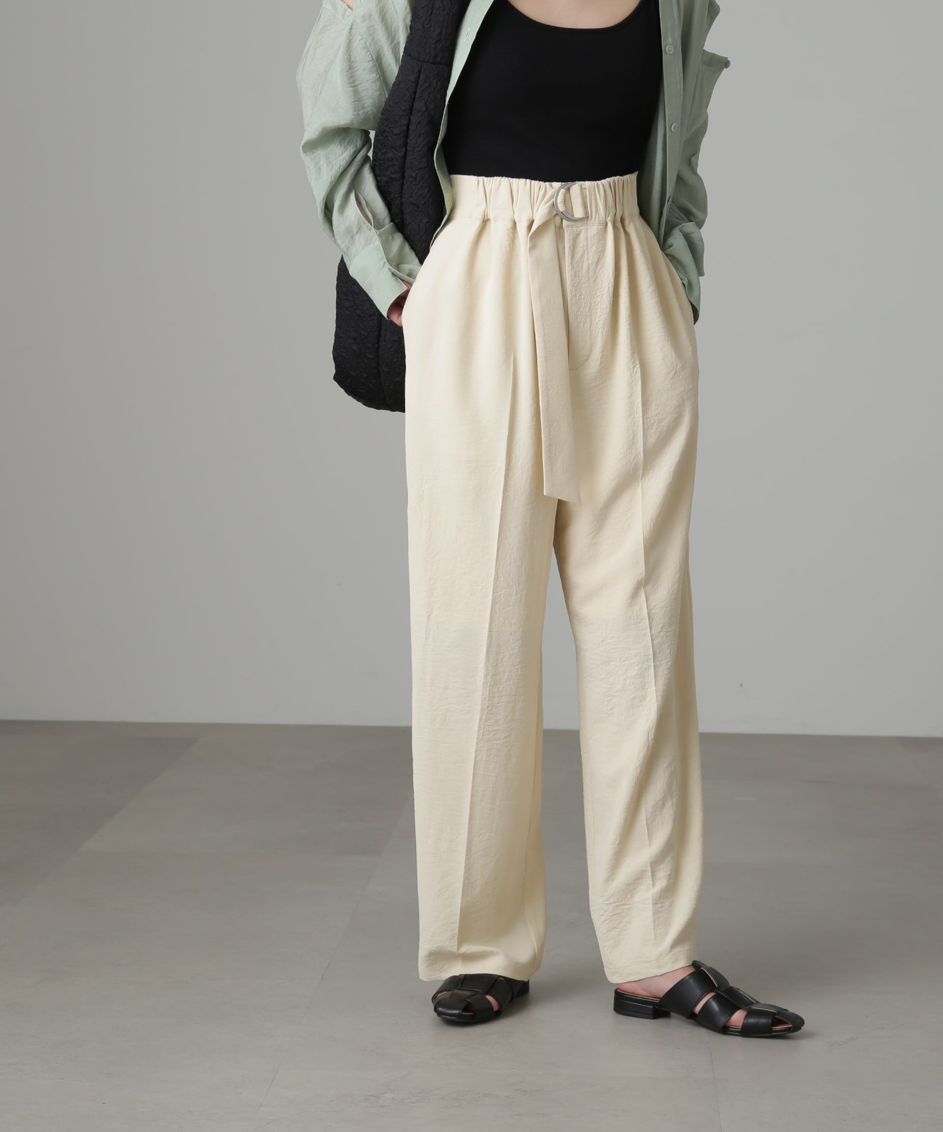  「[Sシリーズ対応商品]フロントベルトリラックスストレートパンツ」|その他|ベージュ