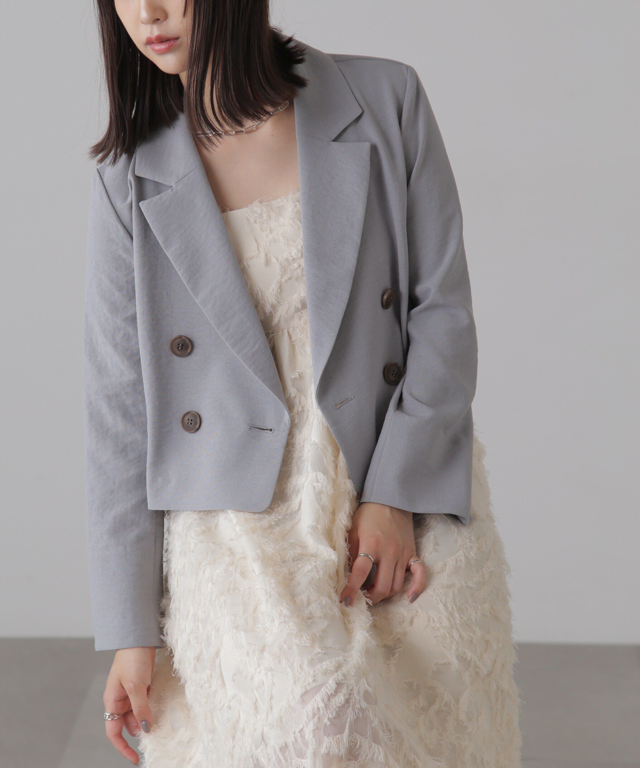  「[低身長サイズ/Sシリーズ]気流染めショート丈ダブルジャケット」|その他|