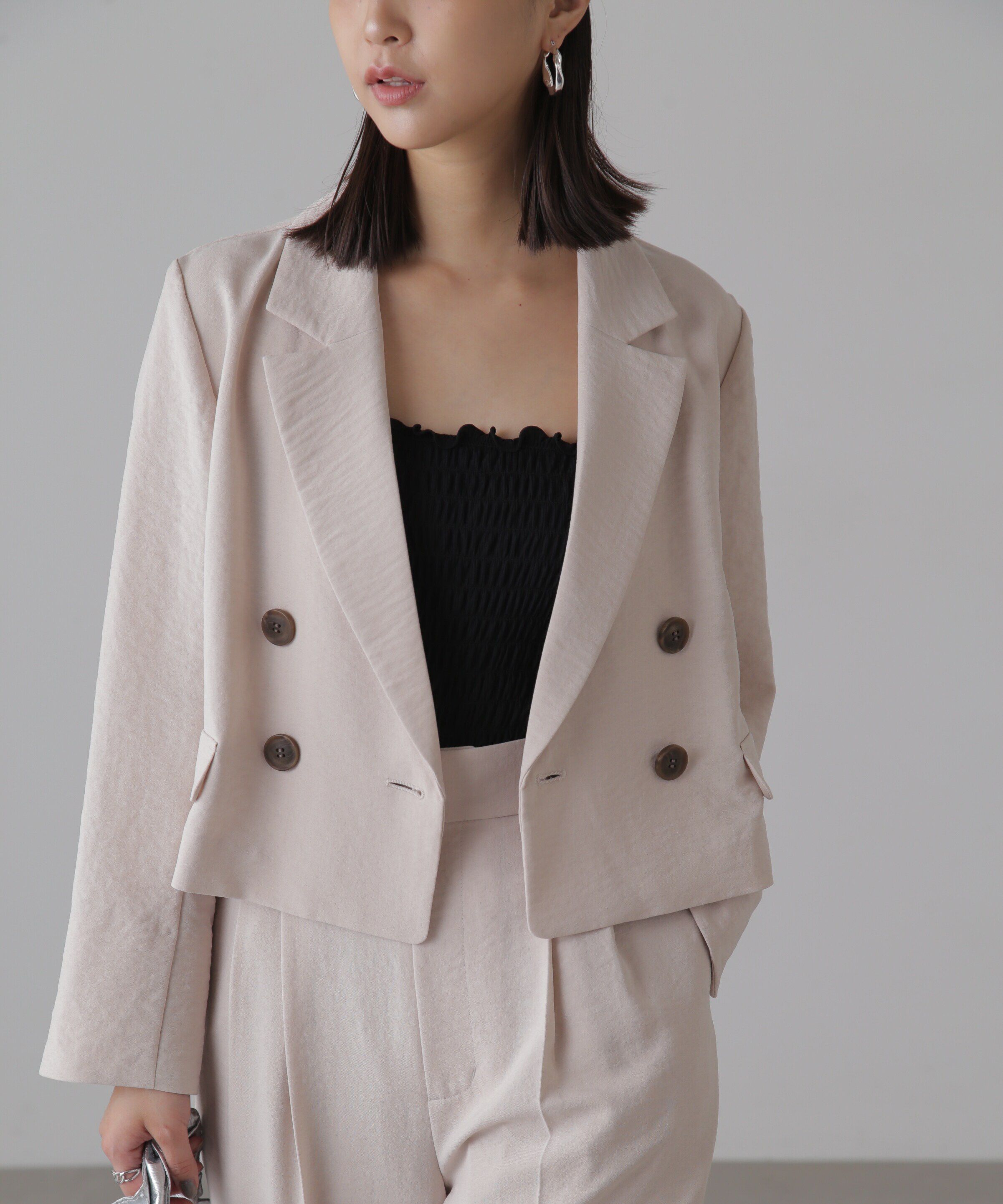  「[低身長サイズ/Sシリーズ]気流染めショート丈ダブルジャケット」|その他|