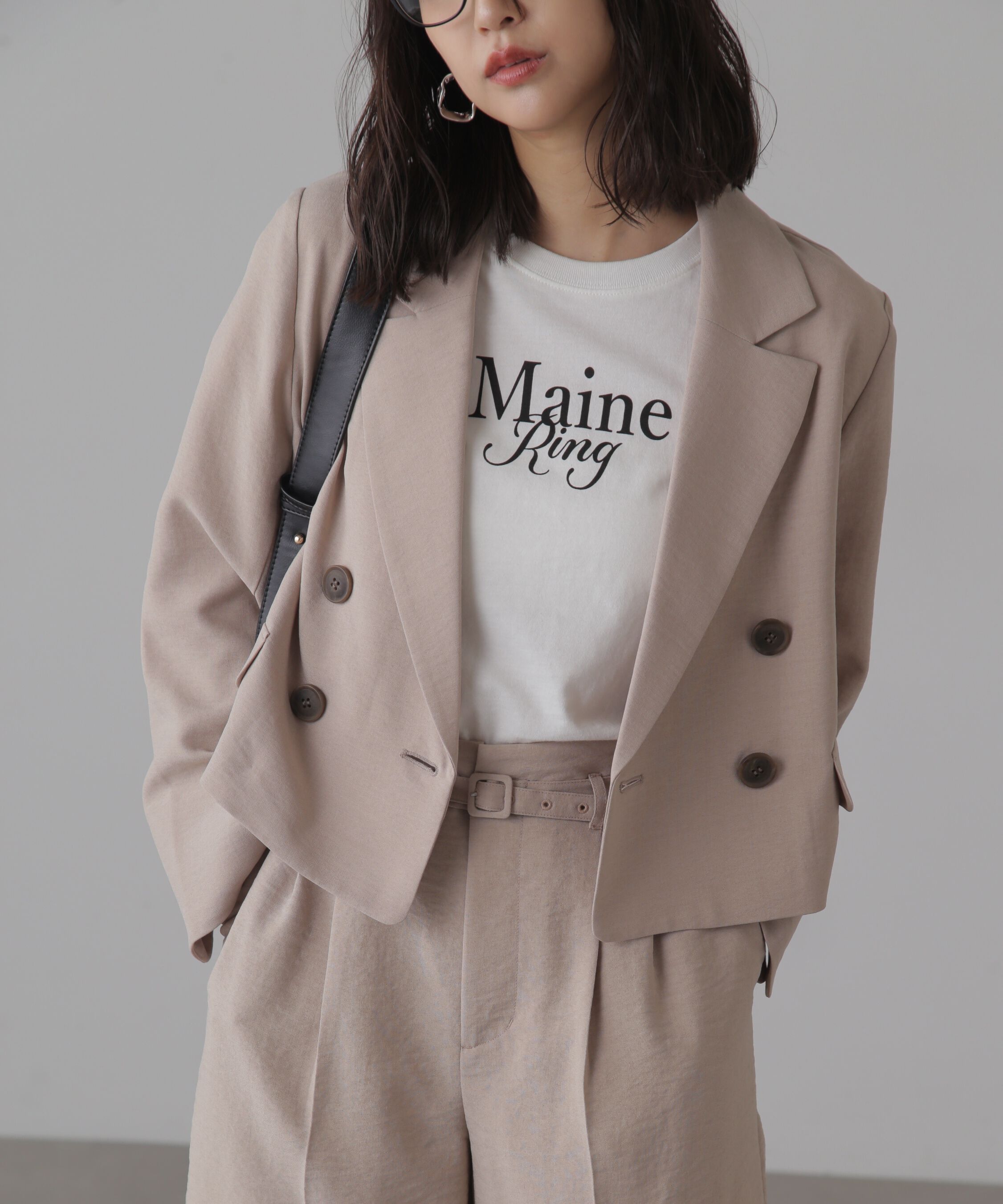  「[低身長サイズ/Sシリーズ]気流染めショート丈ダブルジャケット」|その他|ベージュ