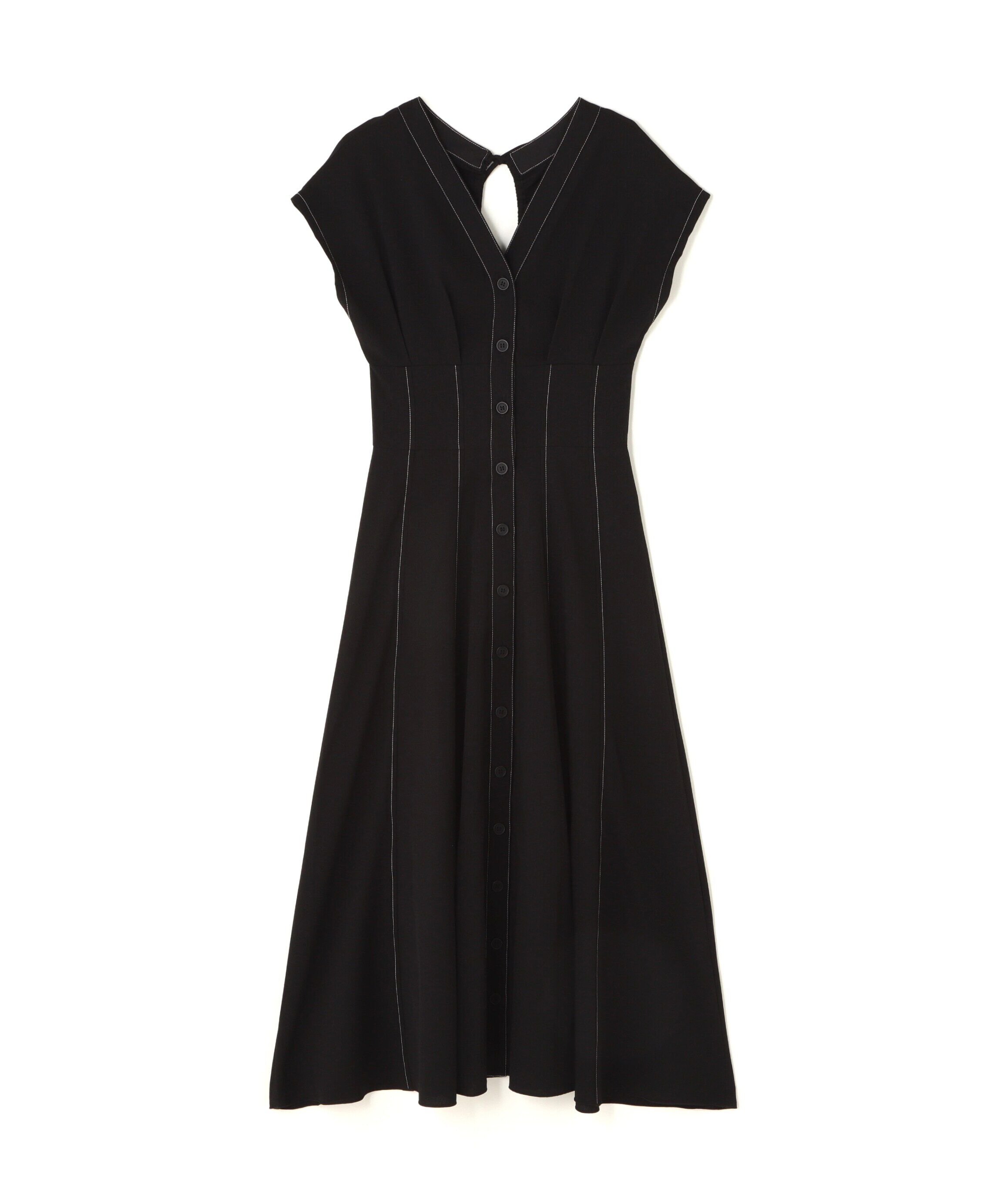  「ウエストシェイプ配色ステッチワンピース」|ワンピース|