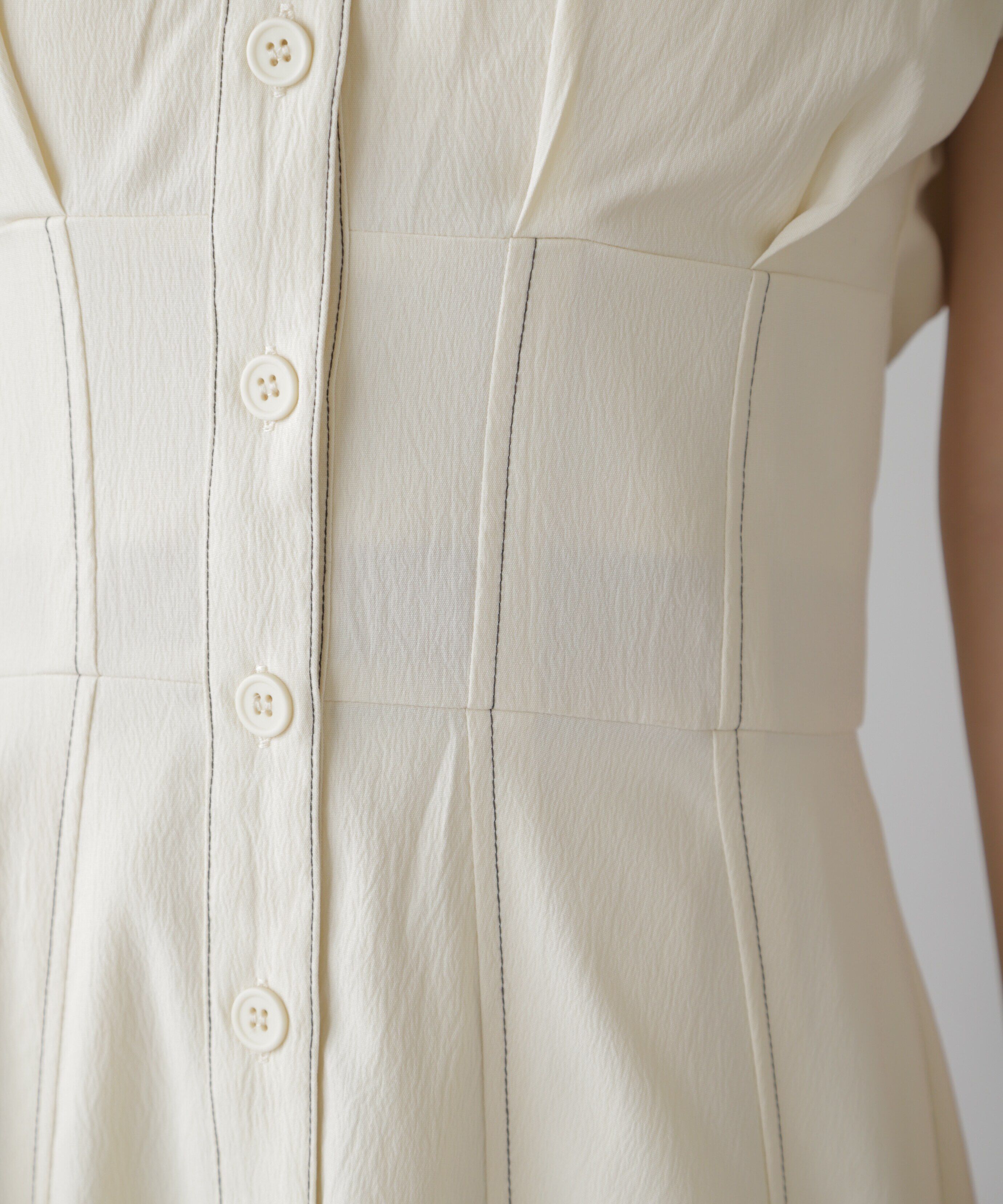  「ウエストシェイプ配色ステッチワンピース」|ワンピース|