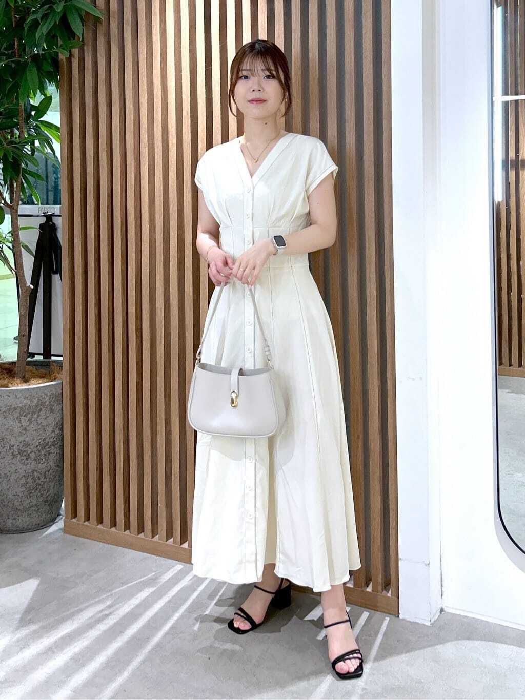  「ウエストシェイプ配色ステッチワンピース」|ワンピース|